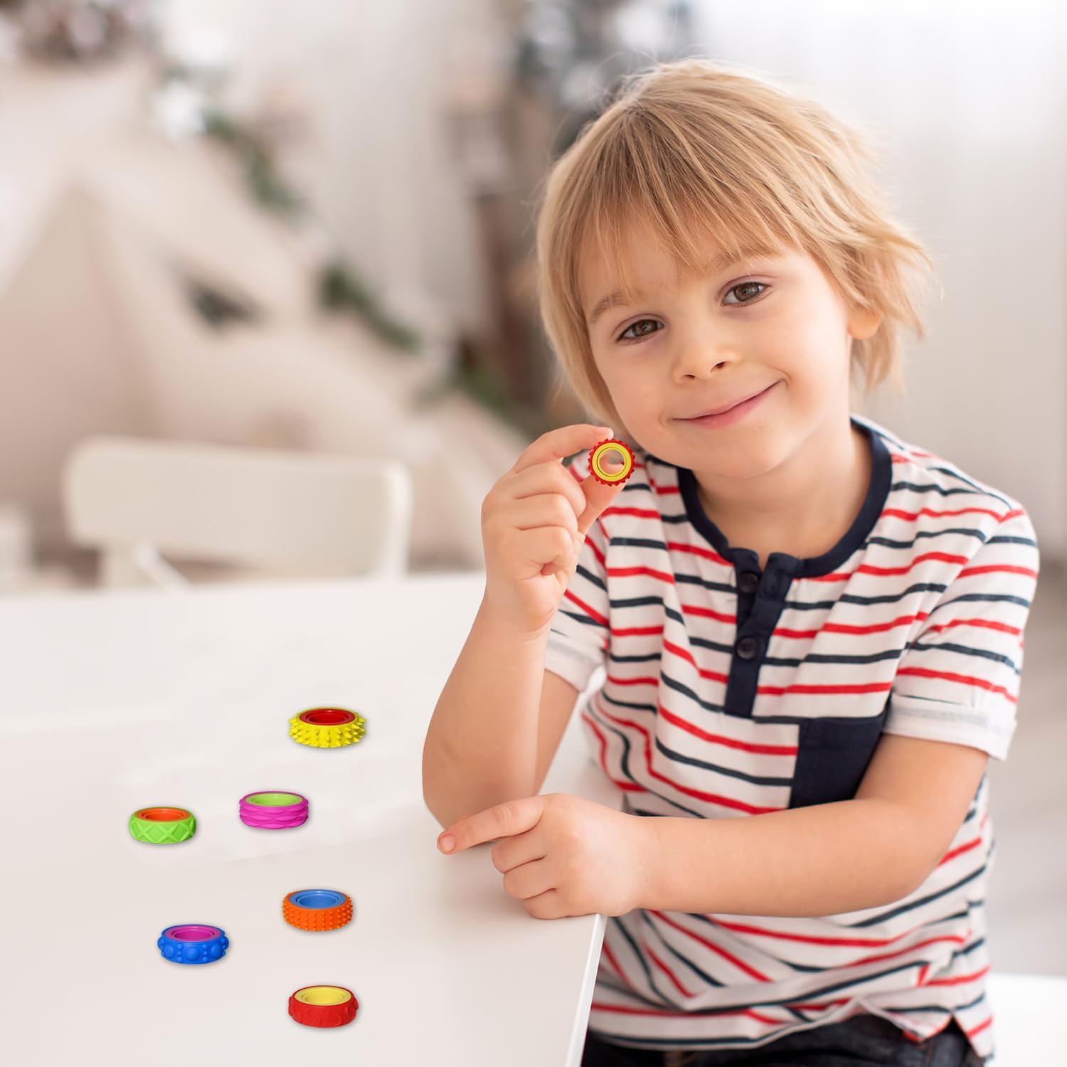 12 Pack Fidget Toys Adults Sensory Rings,Quiet Anxiety Fidgets for Classroom,Pain Stim Little Ouchies Stress Relief Sensory Toys for Kids ADHD - Image 3