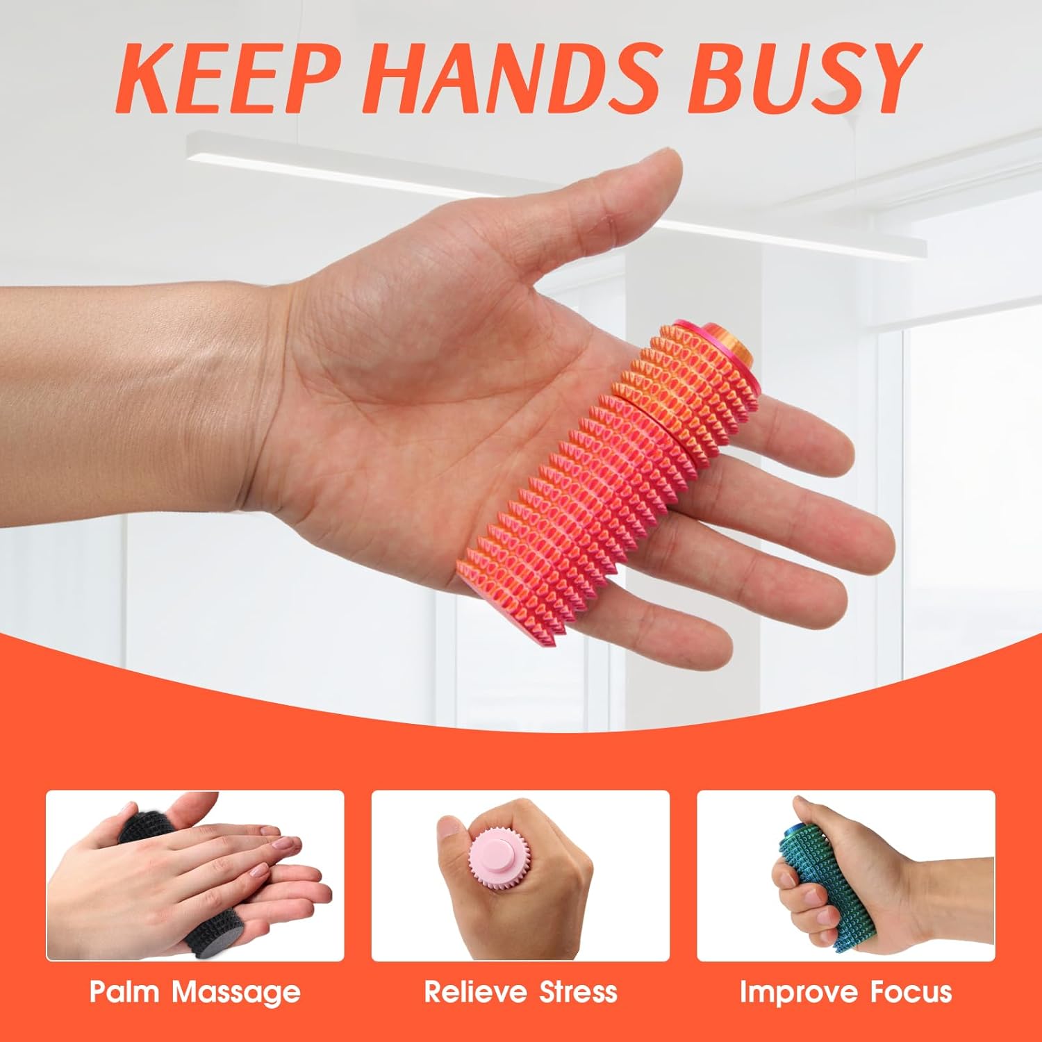 Little Ouchies Pain Fidget Toy - Discreet Silent Stress Relief for Pressure, Perfect for Anxiety, Focus & Skin Picking - Portable Fidget Toys for Office, Travel (Rainbow Color) - Image 3