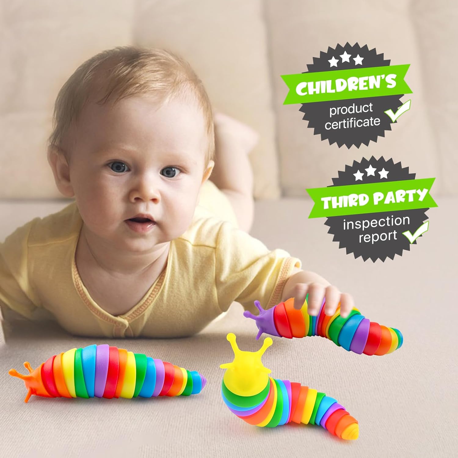 Cevioce 3PCS Slug Fidget Toys Bulk, Toddler Christmas Stocking Stuffers for Kids 3+ Sensory Figette Worm for Adults Stress Relief for Autism ADHD Autistic Caterpillar Travel Toys Gifts for Boys Girls - Image 4