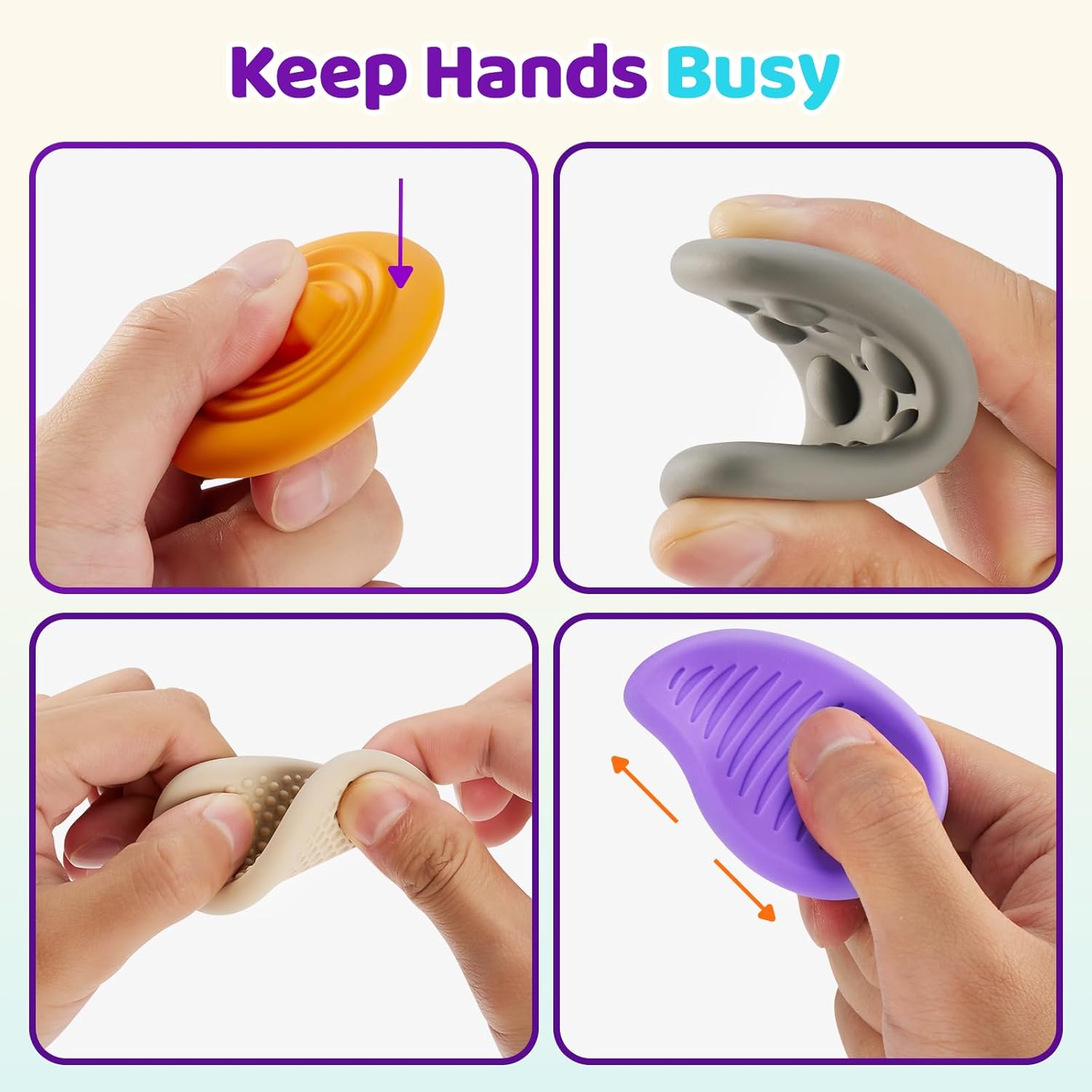 Fidget Toys Worry Stones for Anxiety:6 Pack Sensory Toys for Stress-Silent Fidget Stones-Autism Special Needs Stress Relief Silicone Pressure Relieving-Classroom Prizes-Pop it Party Favors for Kids - Image 5