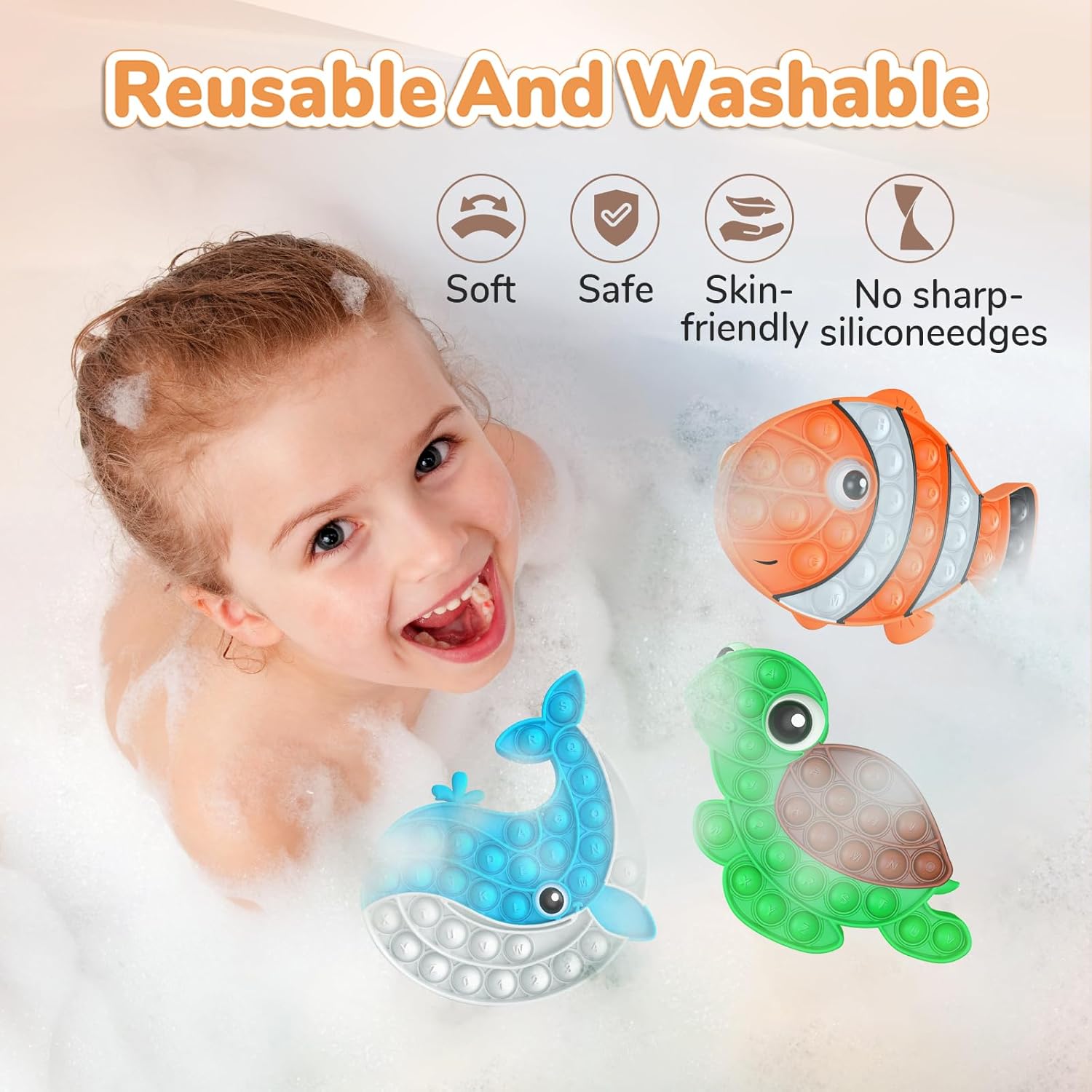3 Pack Push Bubble Fidget Sensory Toys, Sensory Fidget Poppers Push Bubble Toy, Silicone Squeeze Autism Anxiety Stress Relief Popping Toys for Kids - Image 6