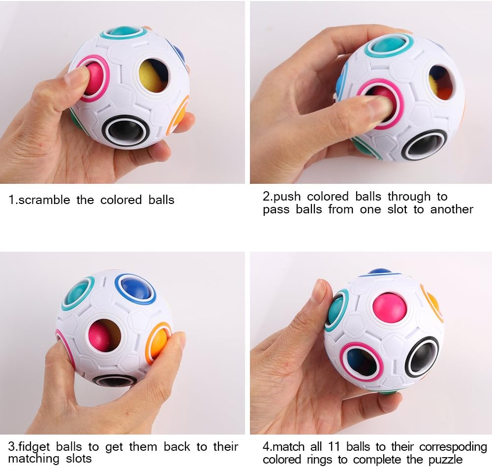 Coogam Rainbow Puzzle Ball with Pouch Color-Matching Puzzle Game Toy Stress Reliever Magic Ball Brain Teaser for Kids and Adults, Children, Boy, Girl Holiday - Image 4