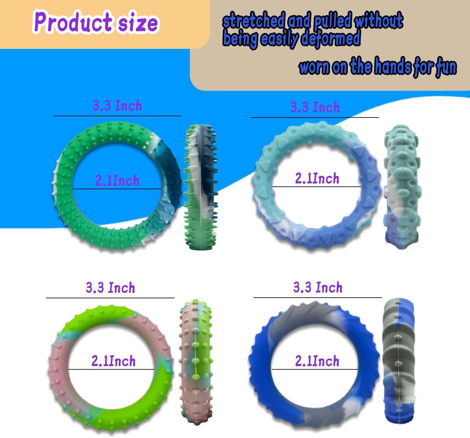 12PCS Sensory Fidget Toys for Kids Adults-Stretchy Fidget Bracelet&exture,Calming Autism Sensory Toys for Needs Autistic Children,Calm Down Toy for Toddler Girls Boys - Image 3