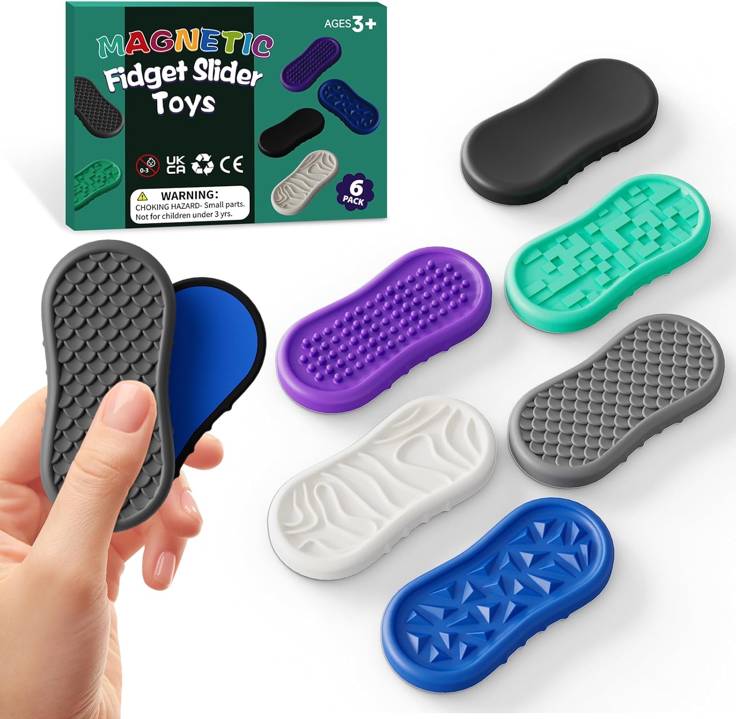 Magnetic Fidget Slider Toys for Kids & Adults - Textured Silicone Magnetic Sliders Fidgets for Autism Calming, Strongest Neodymium Magnets, Quiet Stress Relief Sensory Toy for Autism ADHD Anxiety - Image 2