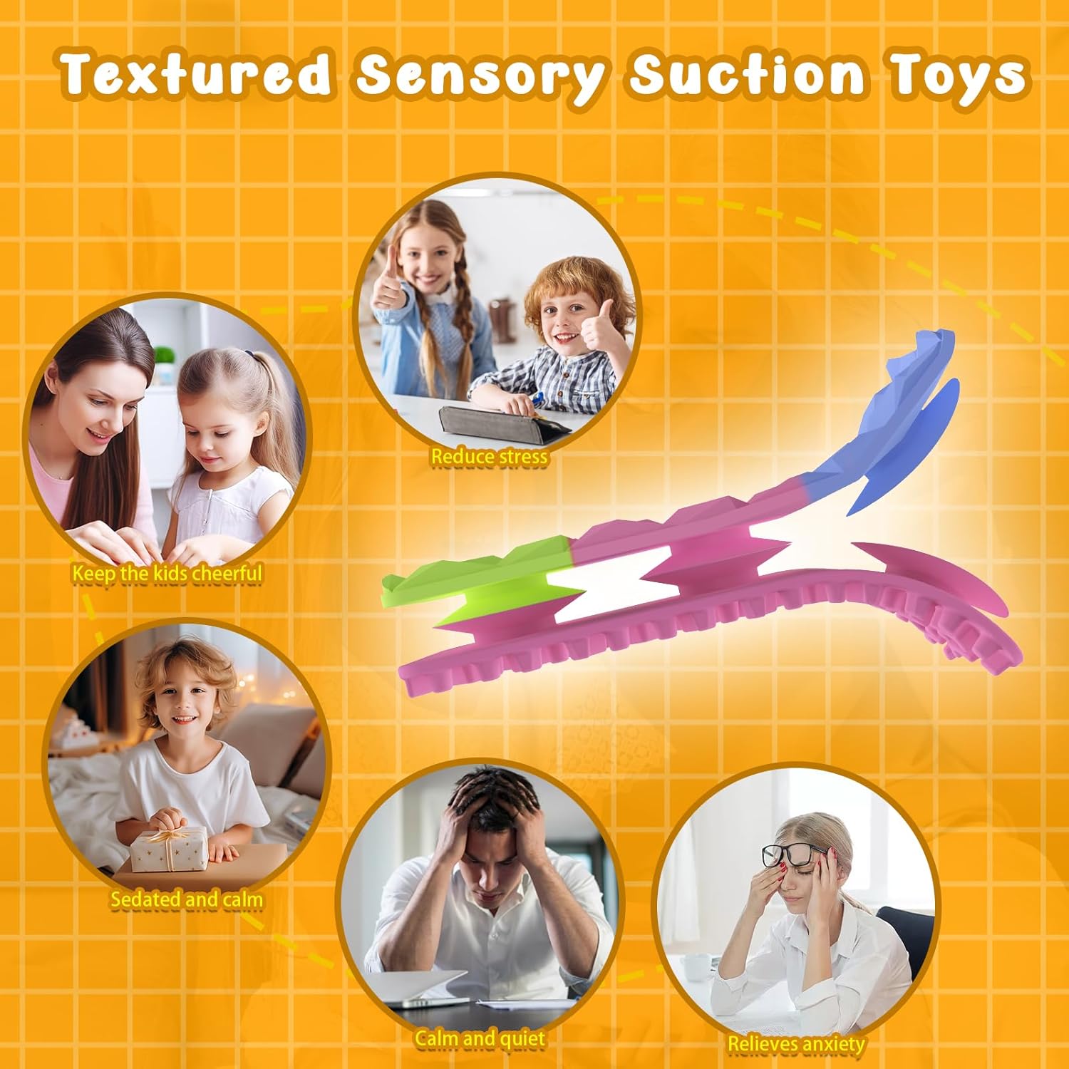 Fidget Toys for Kids Sensory Strips: 16 Pack Textured Suction Toys for Autism Kids Calming - Stress Toys for Autism Calming - Fun Fidgets for Student Classroom Prize Stocking Stuffers - Image 5