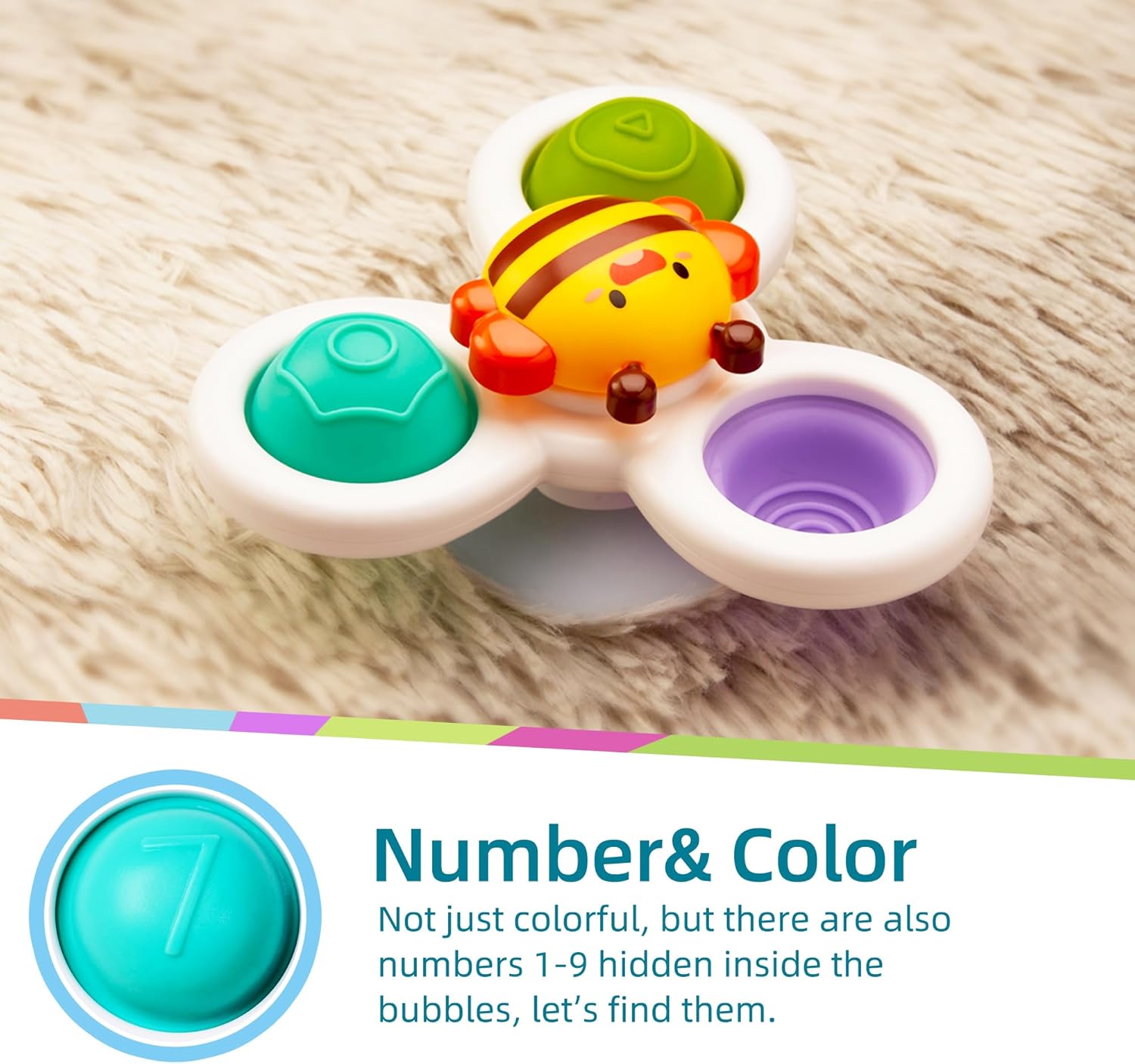 LiKee Strong Suction Cup Fidget Rotating Sensory Bath Toys for Baby, Airplane Car Travel Table & Window Toys for Toddler Boys and Girls, 6+ Months - Image 4