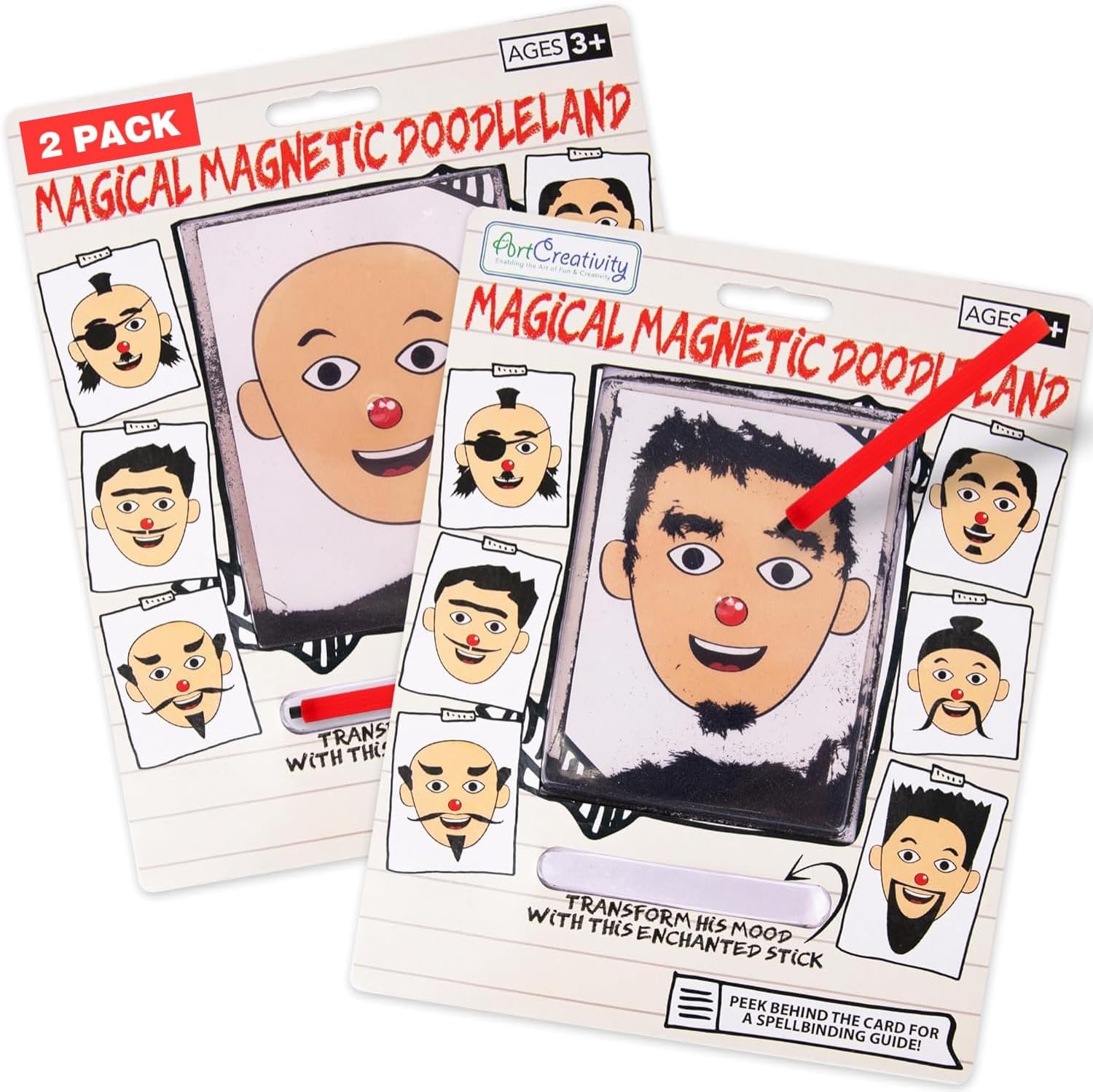 ArtCreativity Magnetic Drawing Face - 2 Pack - Travel Toys for Kids, Magnetic Toys Game, Magnet Drawing Doodle Board for Kids - Retro Toy, Vintage Toy, Travel Essentials Games for Ages 3+ - Image 2
