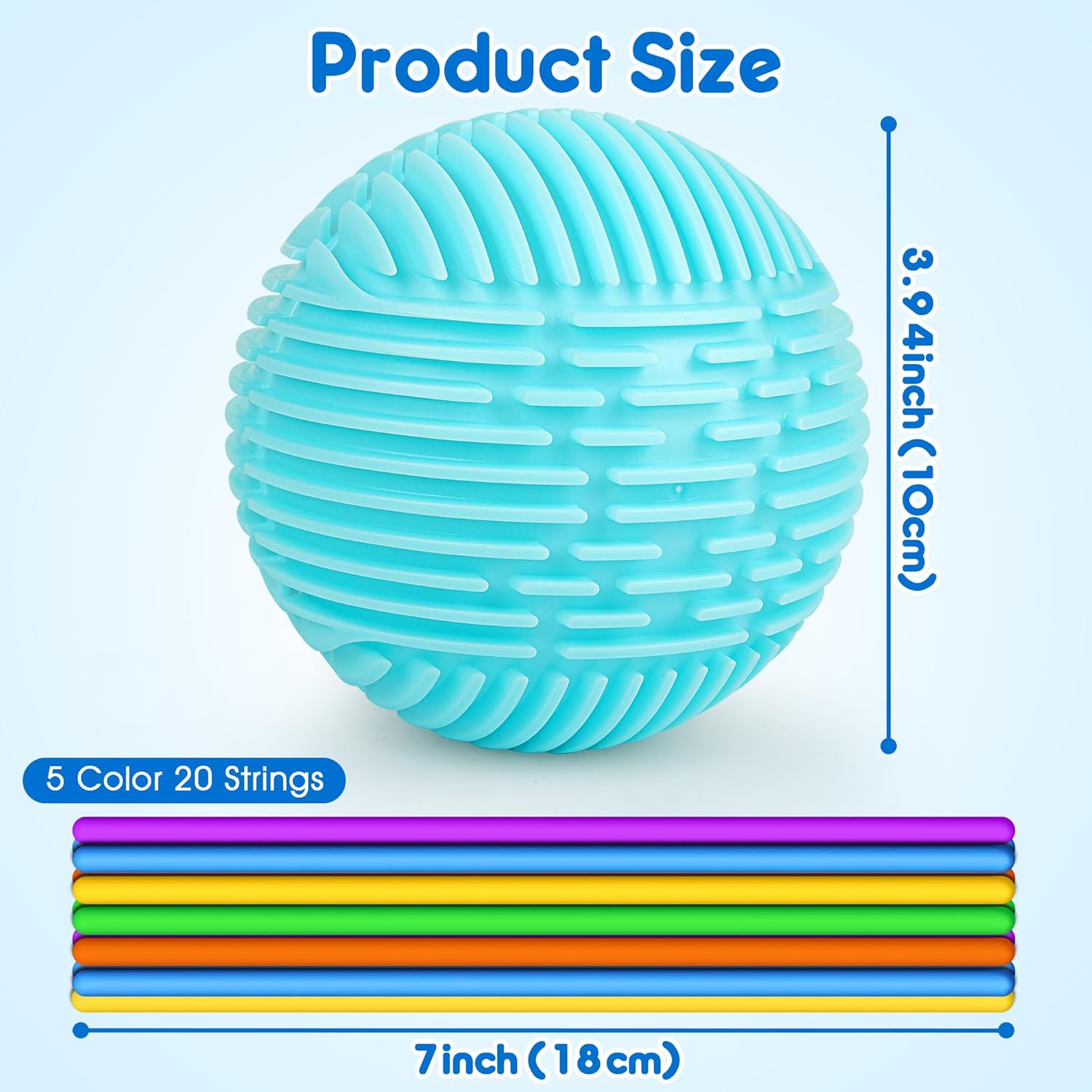 Sensory Fidget Toys for Kids Adults, Sensory Activity Ball with 20 Strings, Sensory Toys for Autism ADHD Calming Focus Stress Relief, Travel-Friendly Toys with Portable Storage Bag - Image 6