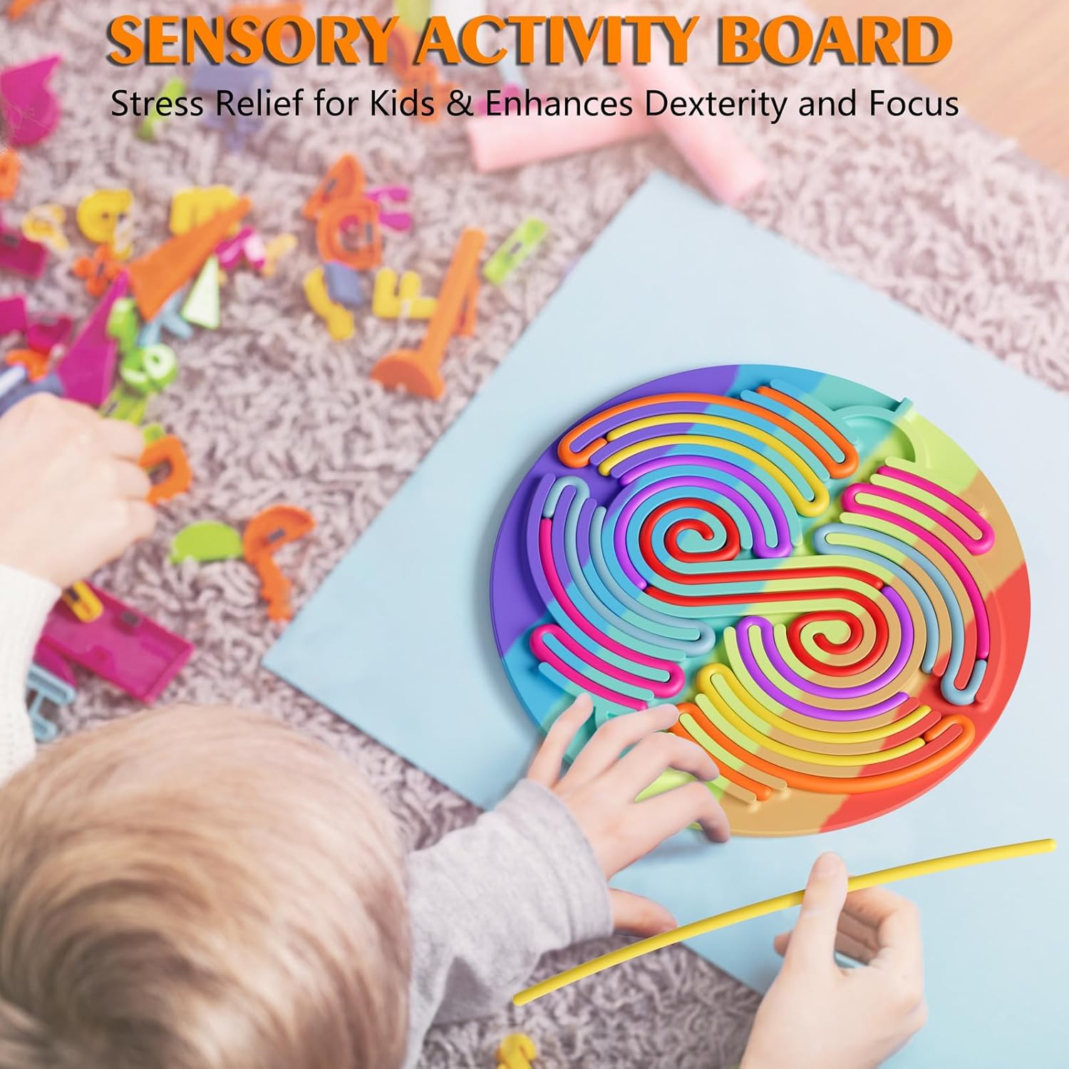 Sensory Fidget Toys for Kids Toddler Boys ,Sensory Activity Board for Stress Anxiety Autistic ADHD, Calm Down Travel Airplane Essentials Toys for 3+ Year Old, Stuffers Gifts for Teens Girls - Image 3