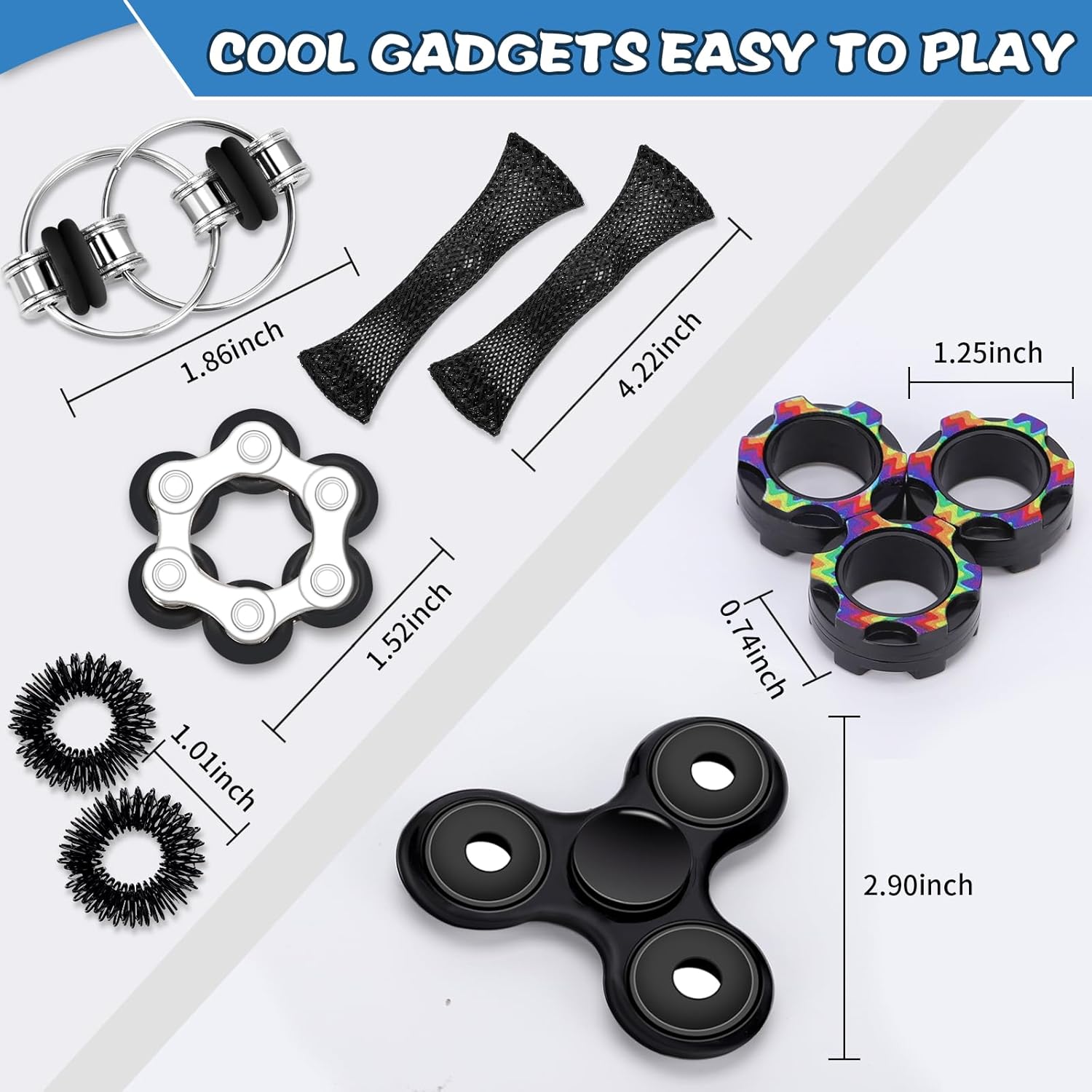Fidget Toys Adults 8Pcs Christmas Stocking Stuffers Gifts For Teens Boys Kids 8+ Adhd Autism Toys Adults Edc Cool Gadgets Desk Toys Fidgets For Classroom Magnetic Fidget Rings Figette Spinner - Image 5