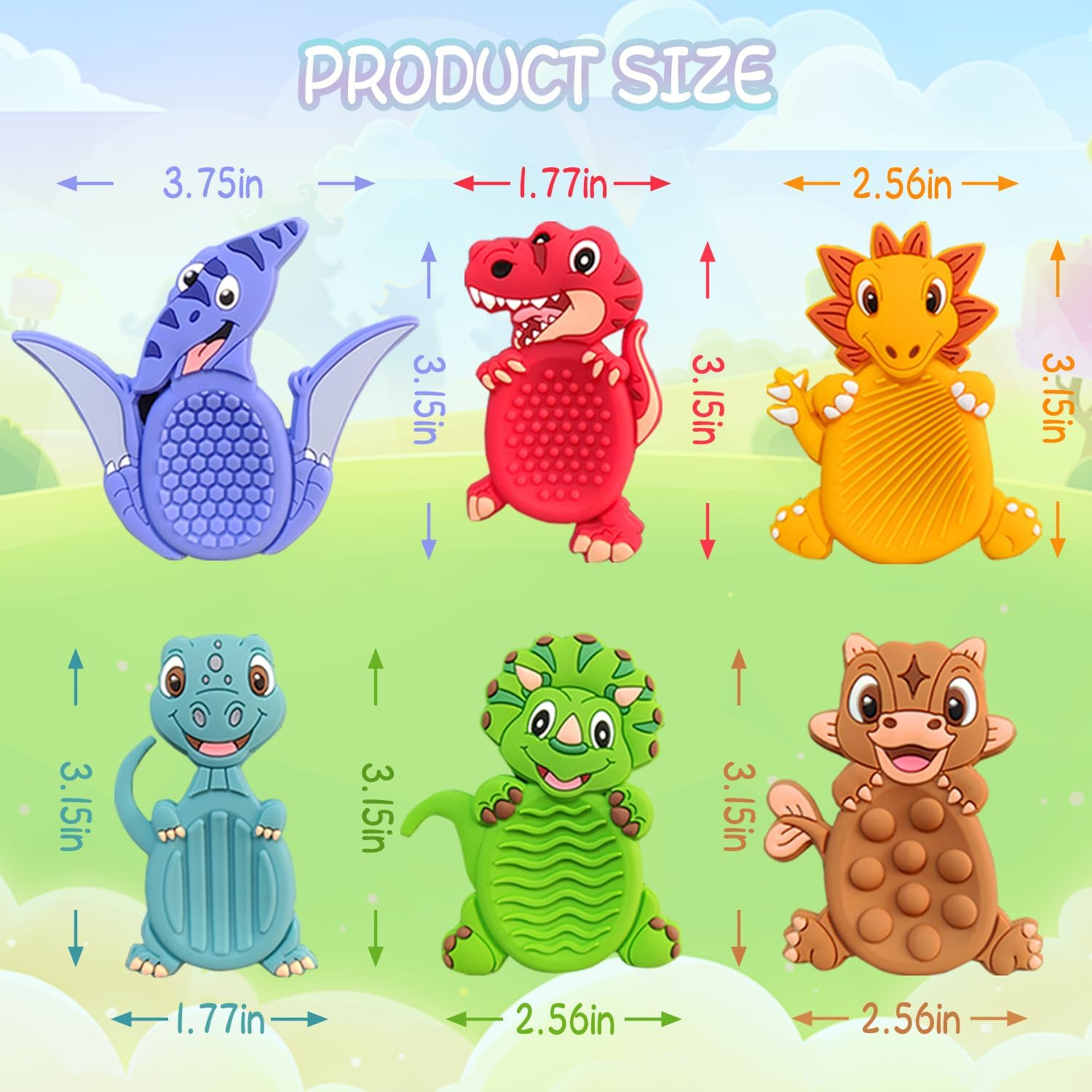 6Pack Dinosaur Sensory Fidget Toys Gifts for Kids, Soft Dino Textured for Autism Kids Calming, Stress Toys Gift for Students Classroom Special Education Must Haves Anxiety Relief Travel Essentials - Image 3