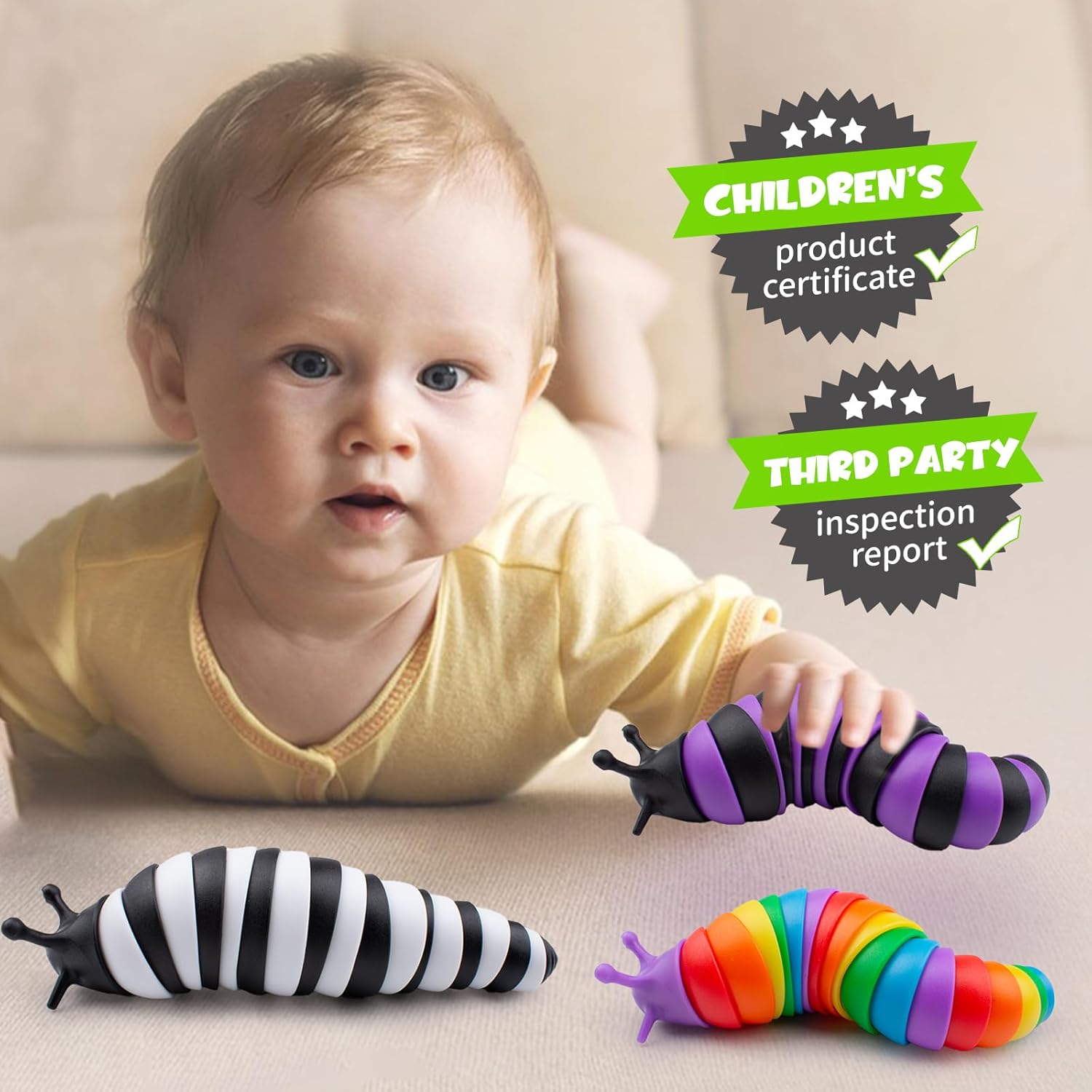 Cevioce 3PCS Slug Fidget Toys for Kids & Adults Children Toddlers Christmas Stocking Stuffers Sensory Toys for Kids 3+ Autism Toys Autistic ADHD Caterpillar Travel Toys Gifts for Kids Teens - Image 4