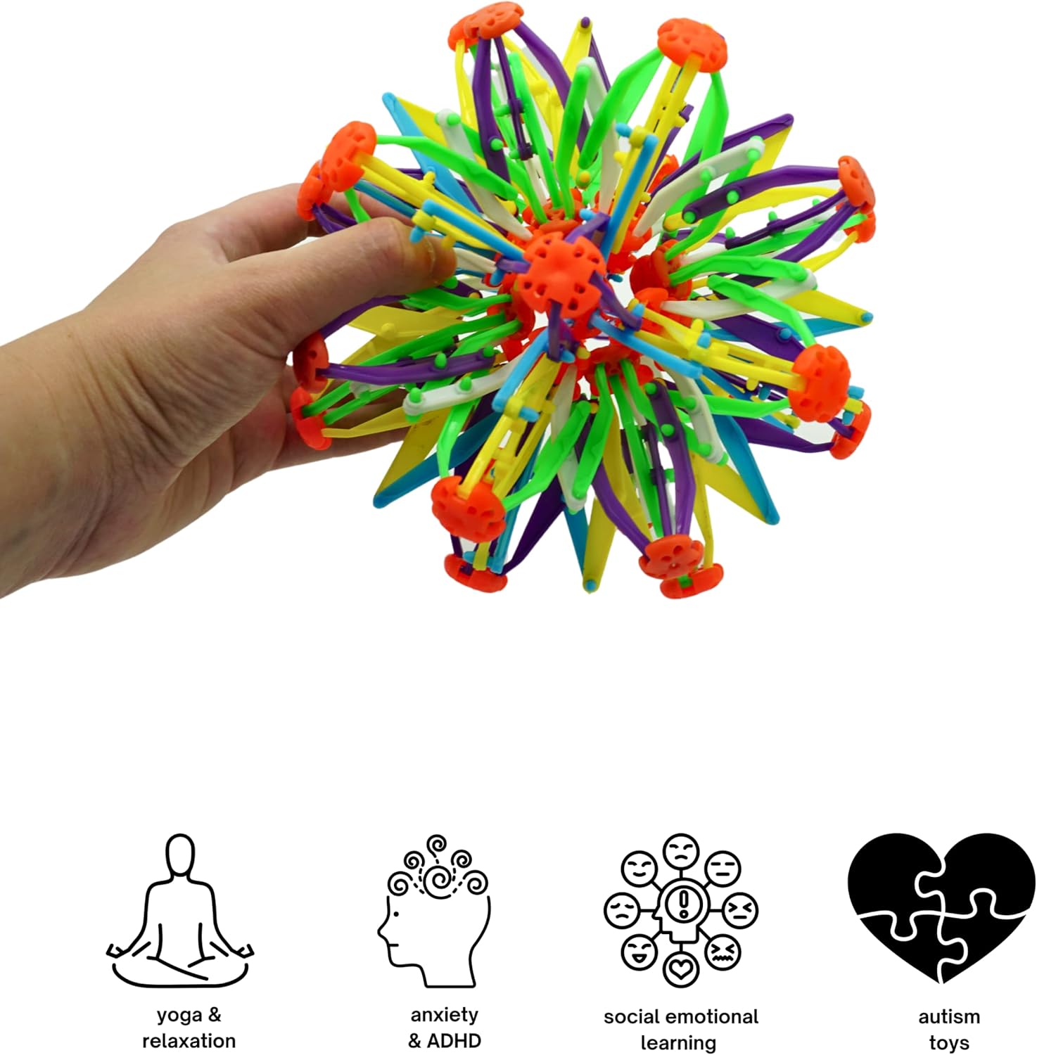 4E's Novelty Expandable Breathing Ball Sphere - Breathing Visual, Fidget Toys Expands from 6 to 12" Expanding Sphere for Kids & Adult - Image 7