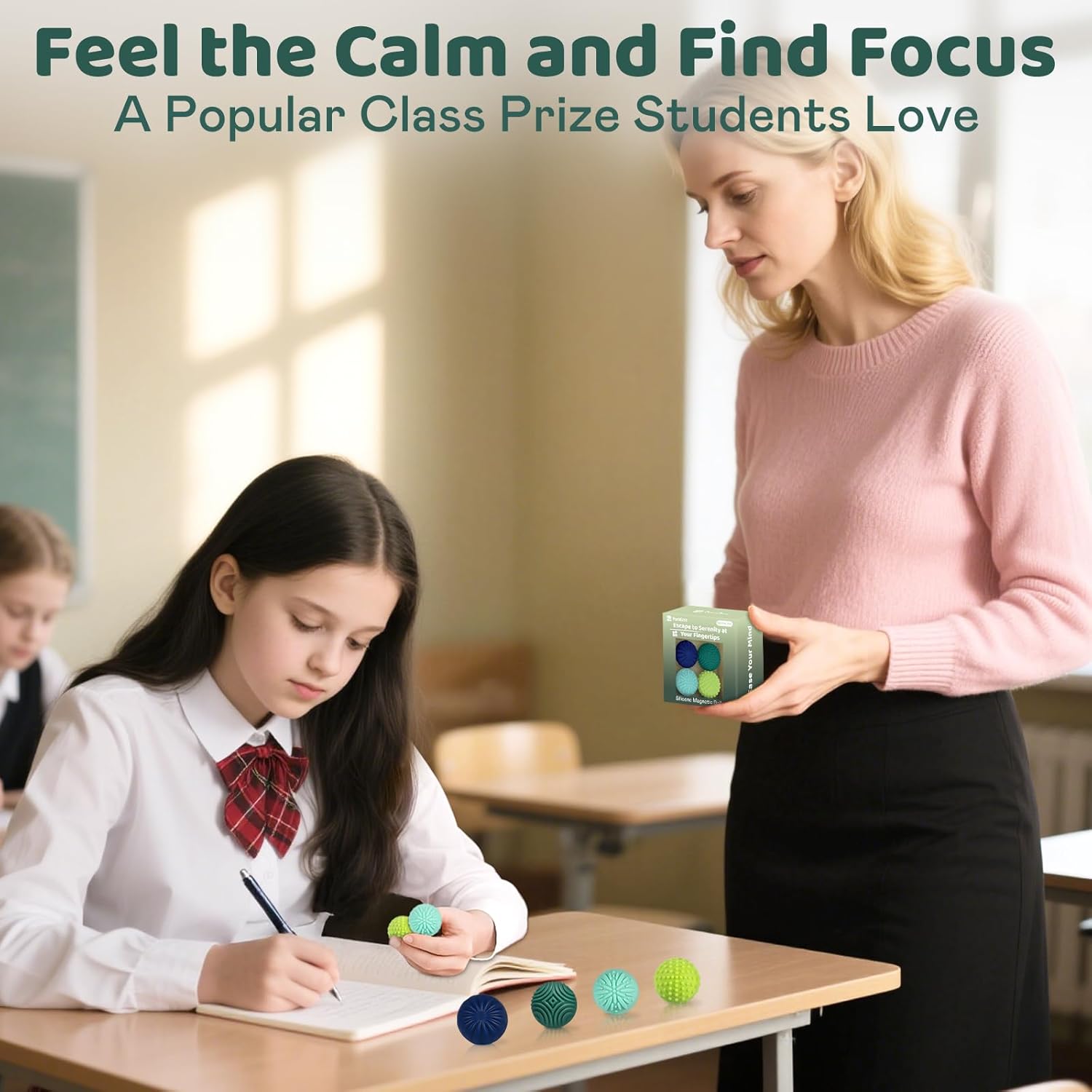 Magnetic Sensory Fidget Balls – 4PC Medium Weighted Textured Silicone Stress Relief Toys for Adults & Teens with ADHD, Autism, Anxiety – Quiet Magnet Fidgets for Desk, Travel, Office & Gifts - Image 7