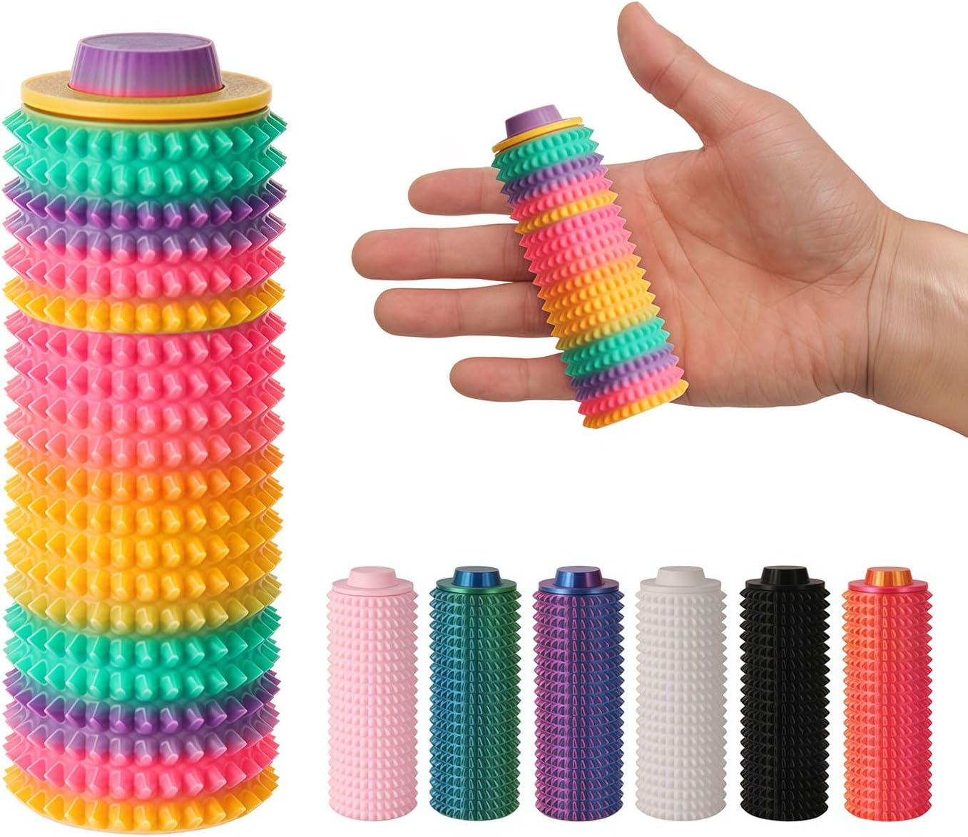 Little Ouchies Pain Fidget Toy - Discreet Silent Stress Relief for Pressure, Perfect for Anxiety, Focus & Skin Picking - Portable Fidget Toys for Office, Travel (Rainbow Color) - Image 2
