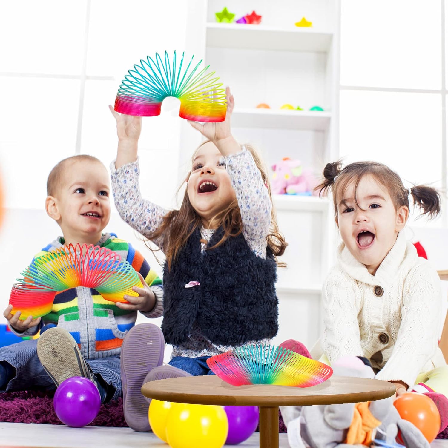 4.2 Inch Giant Sequin Color Rainbow Coil Spring Toy,Classic Magic Spring Decompression Toys,Stair Toys for Children - Image 8