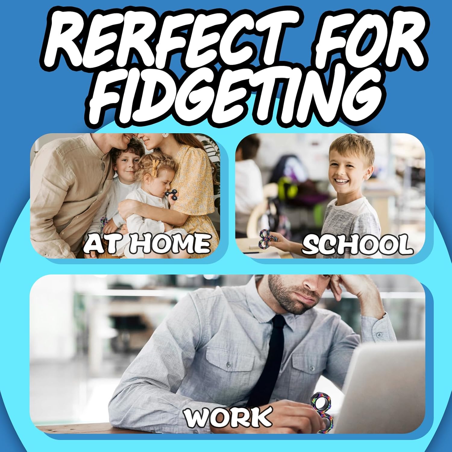 Fidget Toys Adults 8Pcs Christmas Stocking Stuffers Gifts For Teens Boys Kids 8+ Adhd Autism Toys Adults Edc Cool Gadgets Desk Toys Fidgets For Classroom Magnetic Fidget Rings Figette Spinner - Image 6