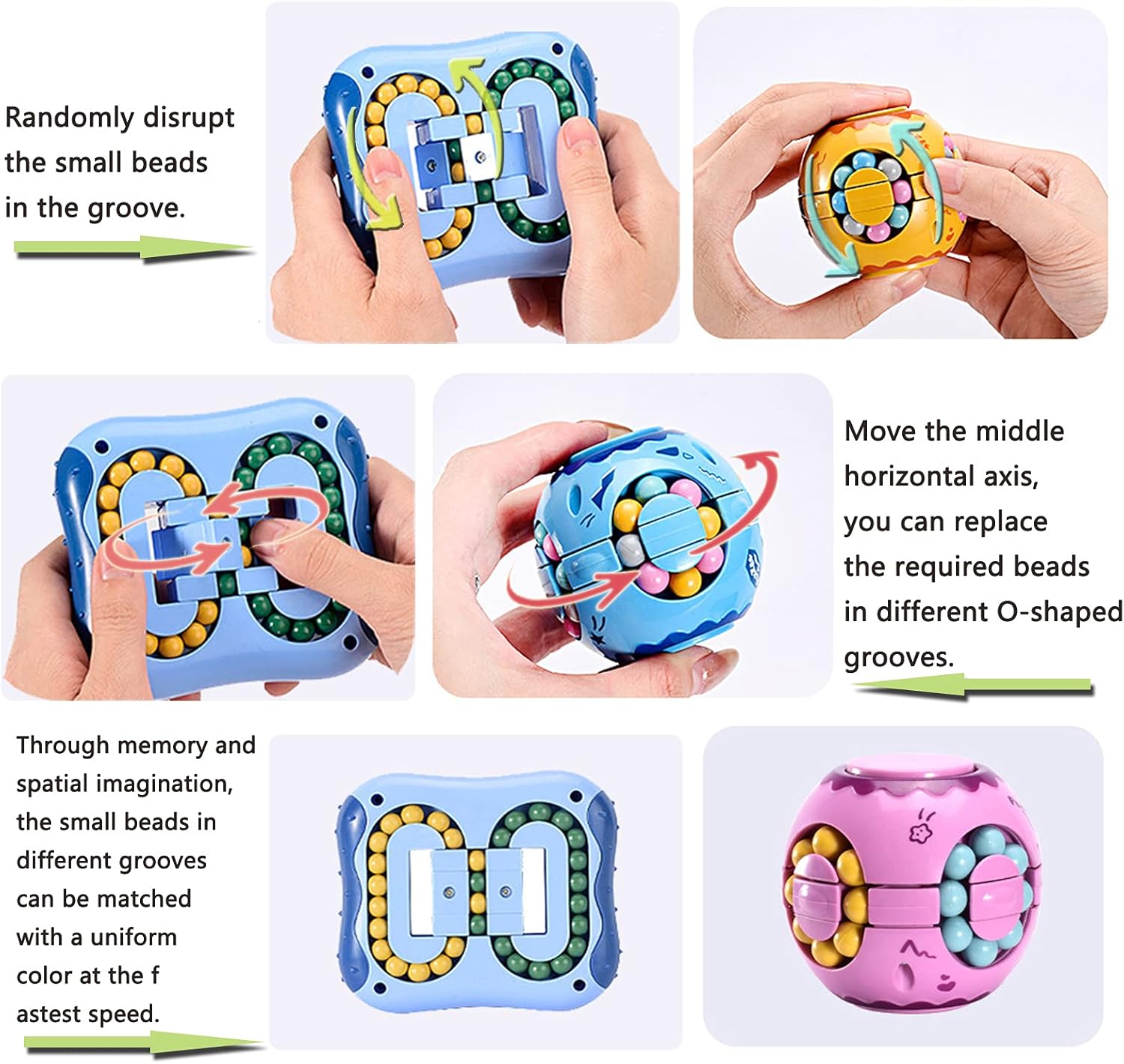 4Pack Fidget Spinners Rotate Cube Puzzles-Pop Sensory Toys for Autistic Children, Brain Teaser Sudoku Puzzles for Unisex-Children, Adults, Stress Relief Gifts, Learning & Education Toys (Red White) - Image 4