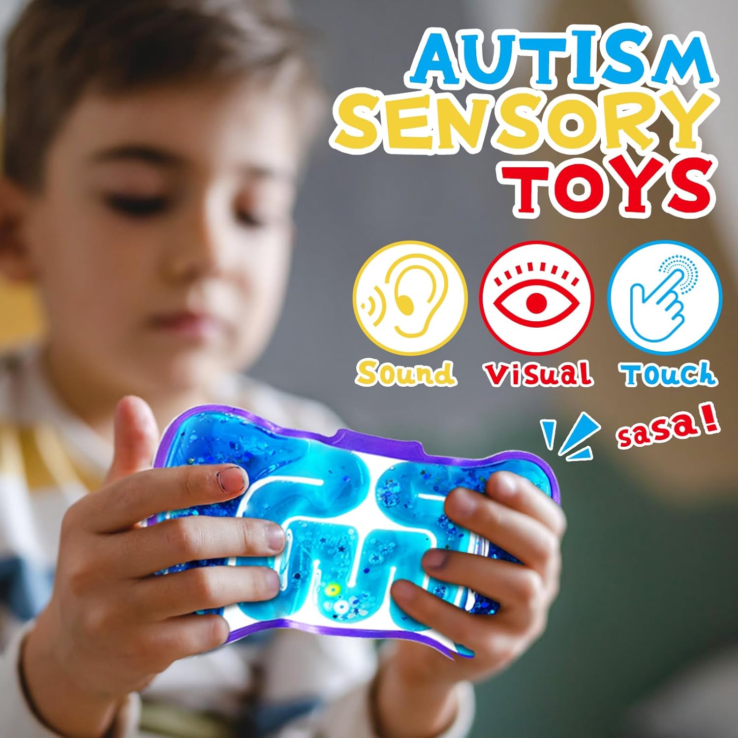 8 Pack Squeeze Fidget Toys for Kids,Squishy Sensory Tube with Maze Bead,Colorful Goo,Glitter Sequins,Stress Anxiety Relief Calming Toys for Easter Basket Stuffers Classroom Prizes - Image 7
