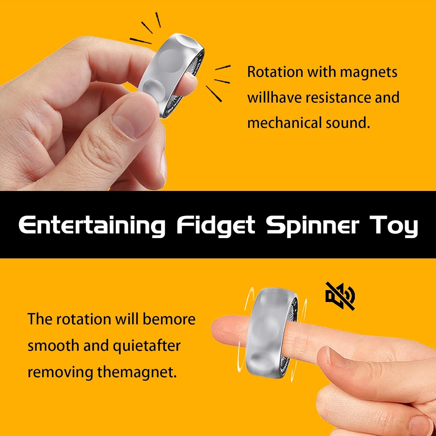 Fidget Spinner for Stress Relief – DIY Magnetic Fidget Ring with Engaging Sounds, EDC Stainless Steel Toys for Adults & Teens, Perfect for Work, Study, Waiting, Gift and Stocking Stuffer - Image 6