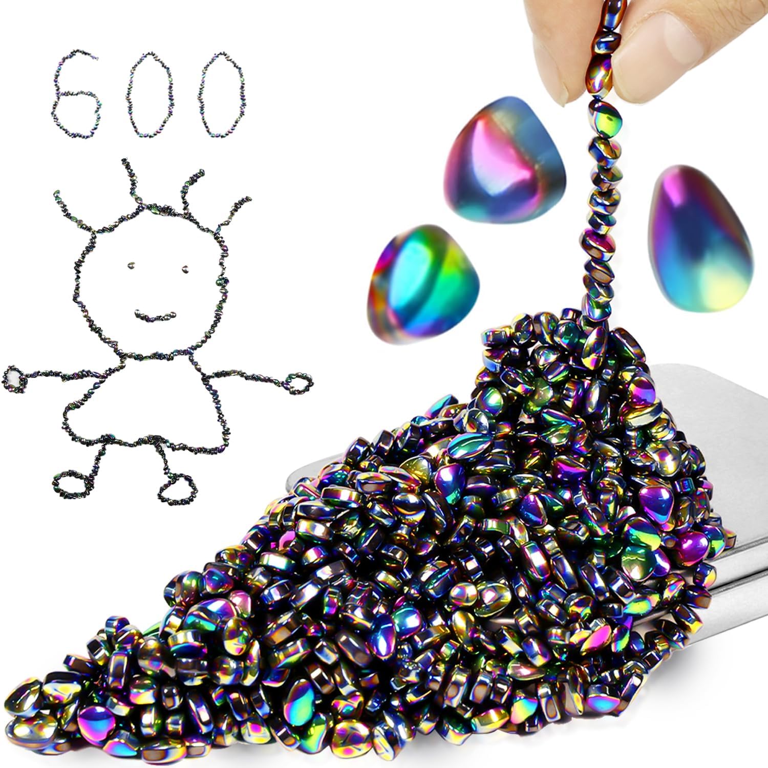 600 PCS Fidget Toys for Adults Teens, Ferrite Stones Magnet Toys for Autism ADHD Anxiety Relief, Weak Magnetic Executive Desk Toy Rocks for Gifts Holiday Stocking Stuffer, 5 mm, Colorful - Image 2