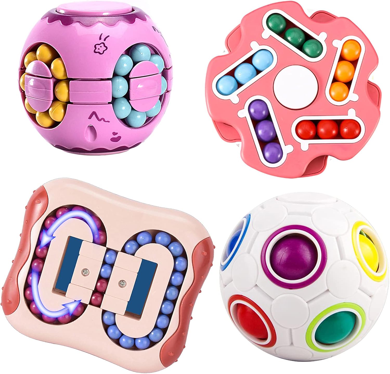 4Pack Fidget Spinners Rotate Cube Puzzles-Pop Sensory Toys for Autistic Children, Brain Teaser Sudoku Puzzles for Unisex-Children, Adults, Stress Relief Gifts, Learning & Education Toys (Red White) - Image 2