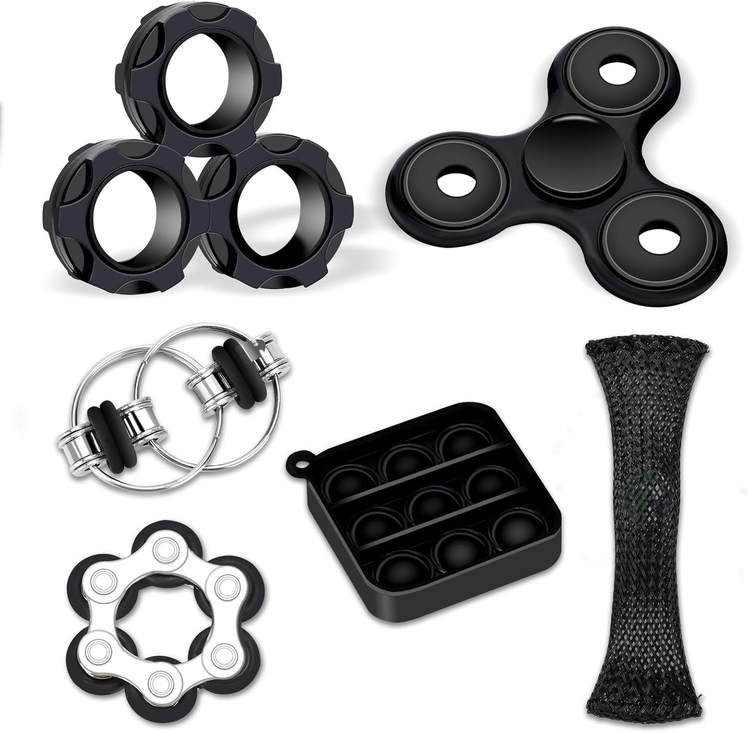 Fidget Toys Adults 6Pcs Christmas Stocking Stuffers Gifts for Teens Boys Kids 8+ ADHD Autism Toys Adults EDC Cool Gadgets Desk Toys Fidgets for Classroom Magnetic Rings Figette Spinner - Image 2