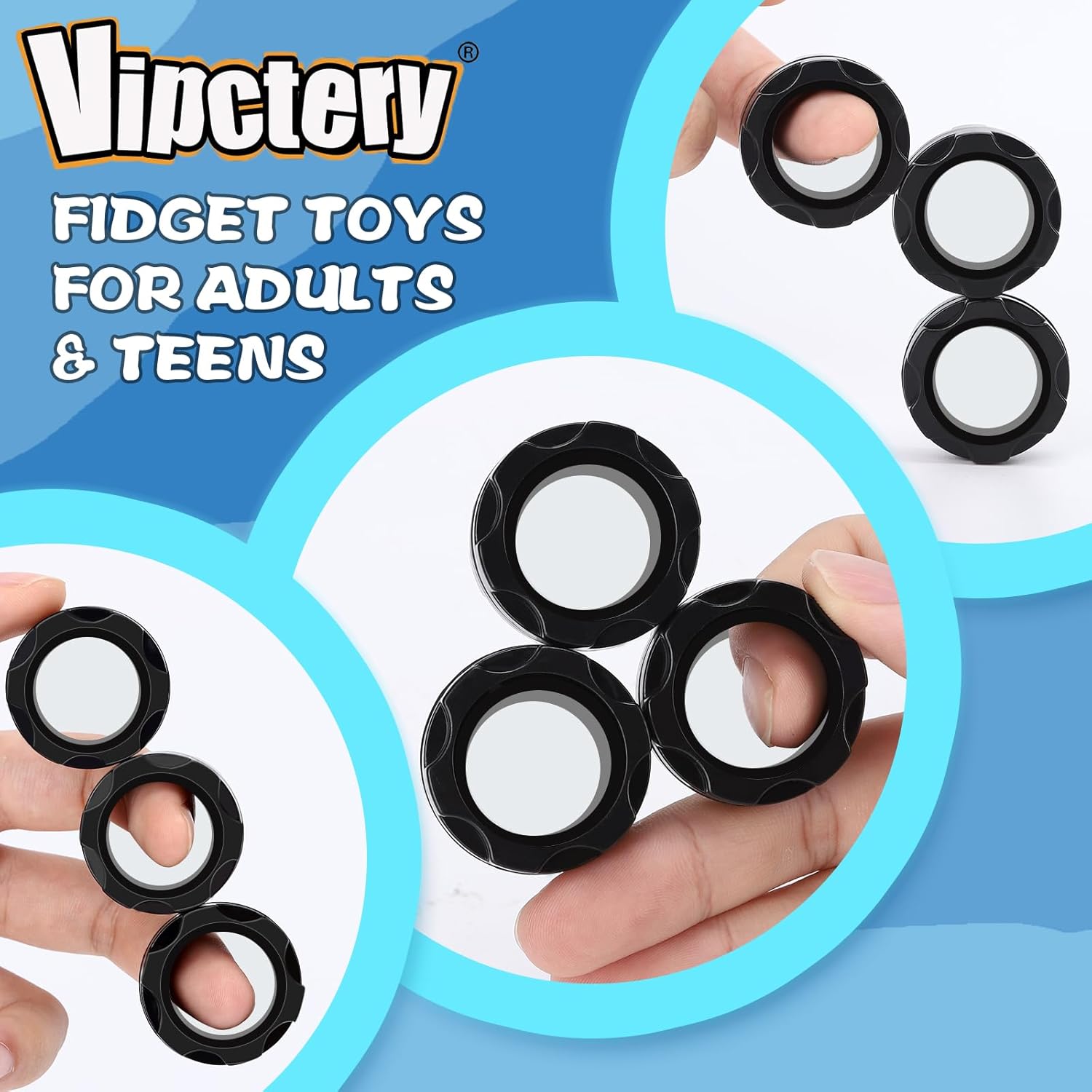 Fidget Toys Adults 6Pcs Christmas Stocking Stuffers Gifts for Teens Boys Kids 8+ ADHD Autism Toys Adults EDC Cool Gadgets Desk Toys Fidgets for Classroom Magnetic Rings Figette Spinner - Image 3