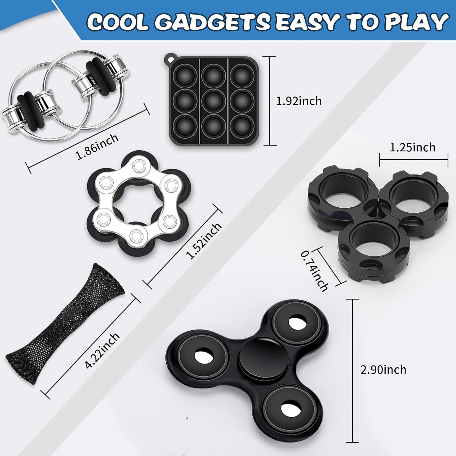 Fidget Toys Adults 6Pcs Christmas Stocking Stuffers Gifts for Teens Boys Kids 8+ ADHD Autism Toys Adults EDC Cool Gadgets Desk Toys Fidgets for Classroom Magnetic Rings Figette Spinner - Image 5