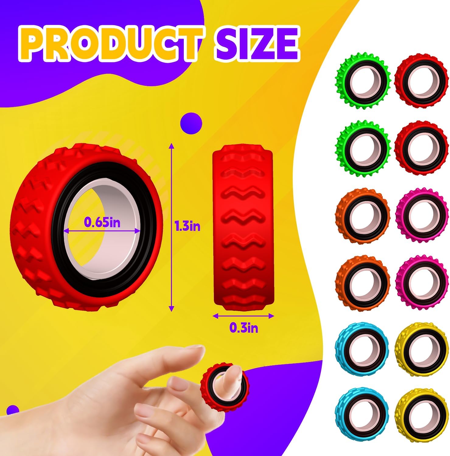 Sensory Toys Fidget Rings for Kids,Finger Spinner Rings,Texture Stress Toys for Kids Autism Calming,Quiet Desk Fidgets for Classroom Anxiety Office for Teens,Pain Stim Stress Relief Sensory Rings(12) - Image 4