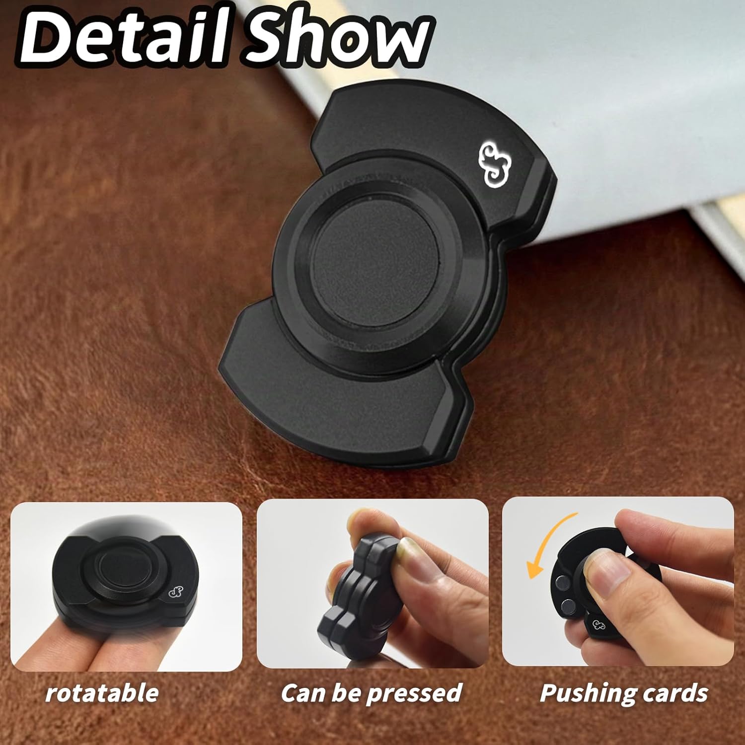 Metal Fidget Toys Adults 3 in 1-Slider/Spinning/Clicker Haptic Stress Relief Anxiety Autism ADHD EDC Toys Cool Gadgets--Black - Image 4