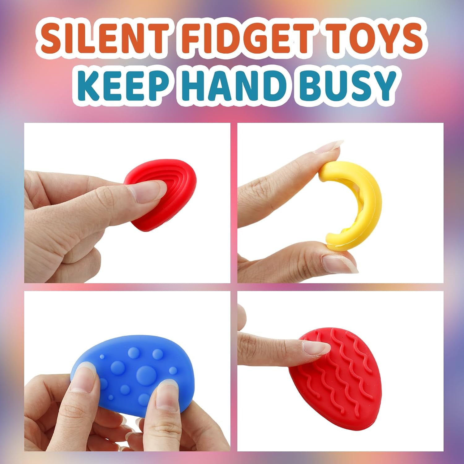 Fidget Toys Kids Sensory Stone: 8 Pack Silicone Textured Soft Worry Stones - Small Silent Autism Fidgets for Anxiety Relief | Calm Down Quiet Item Toys | Classroom Students Prizes - Image 5