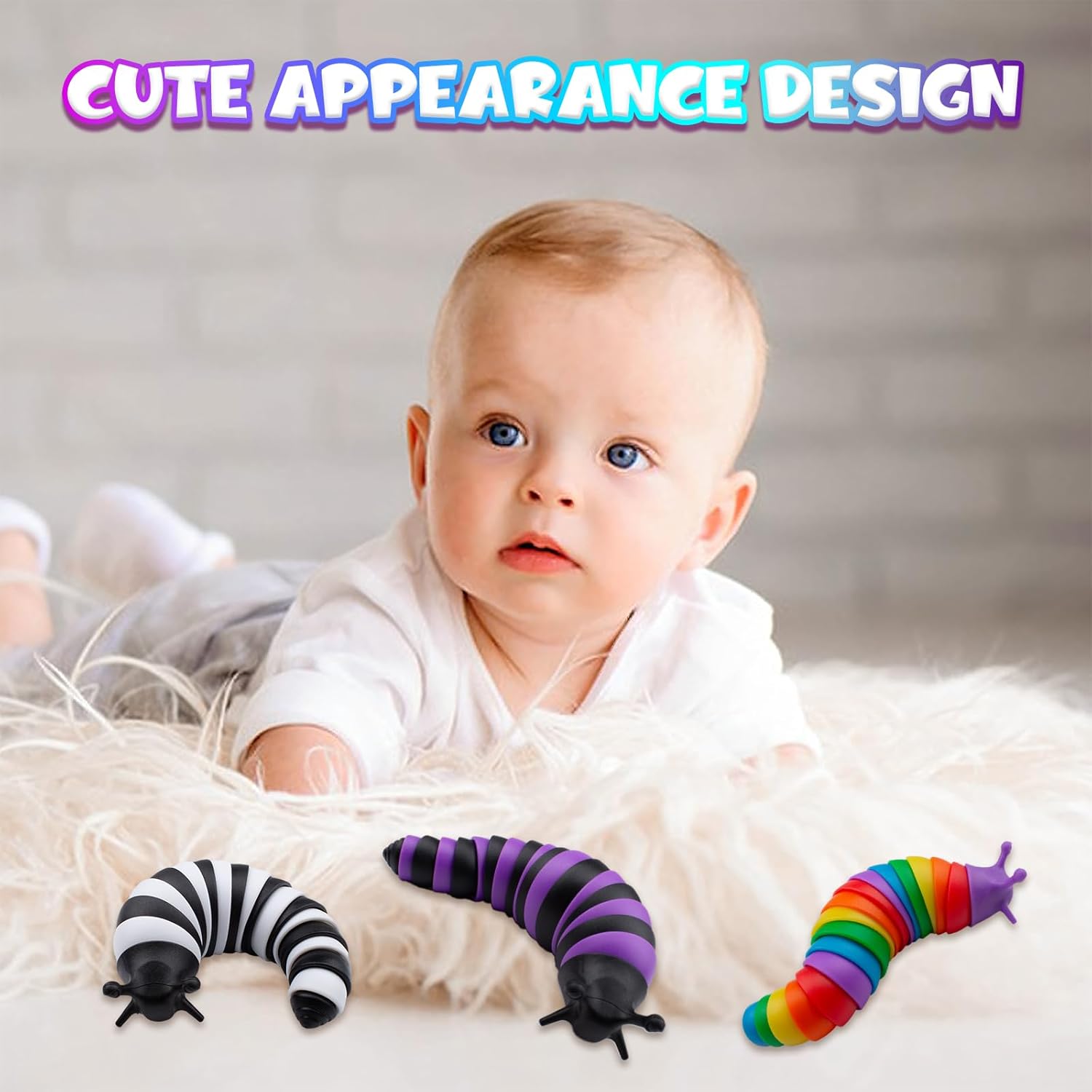 Cevioce 3PCS Slug Fidget Toys for Kids & Adults Children Toddlers Christmas Stocking Stuffers Sensory Toys for Kids 3+ Autism Toys Autistic ADHD Caterpillar Travel Toys Gifts for Kids Teens - Image 5