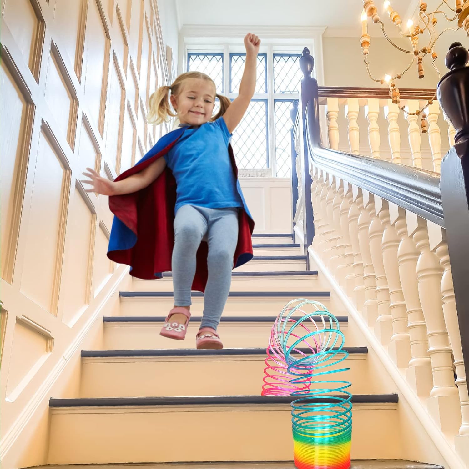 4.2 Inch Giant Sequin Color Rainbow Coil Spring Toy,Classic Magic Spring Decompression Toys,Stair Toys for Children - Image 6