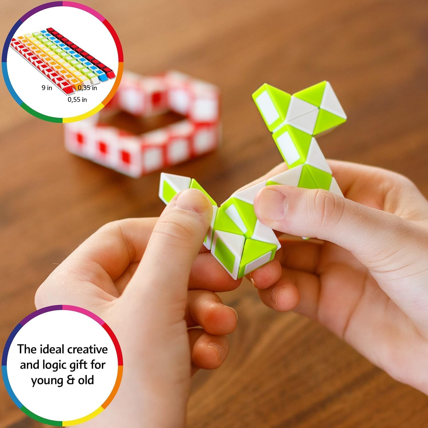 CUBIDI® Magic Snake Cube | Fidget Snake Toy for Kids | Travel Toys for Kids Ages 4-8 | Great Gift for Boys and Girls Birthday, Easter Basket Stuffers | 0.35 inch x 0.55 inch | Set of 6 - Image 9