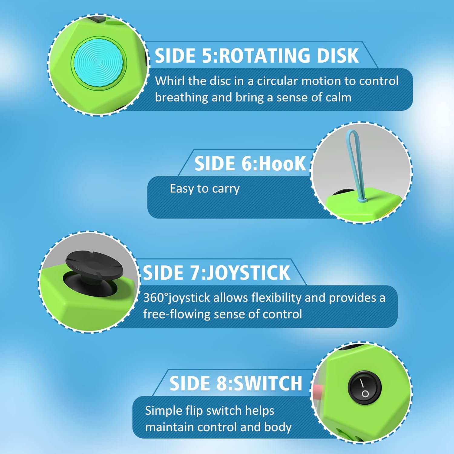 Fidget Dodecagon –12-Side Fidget Toys Cube Relieves Stress and Anxiety Anti Depression Focus Travel Toy Cube for Children and Adults Stocking Stuffers Gifts Idea (B1 Green) - Image 4