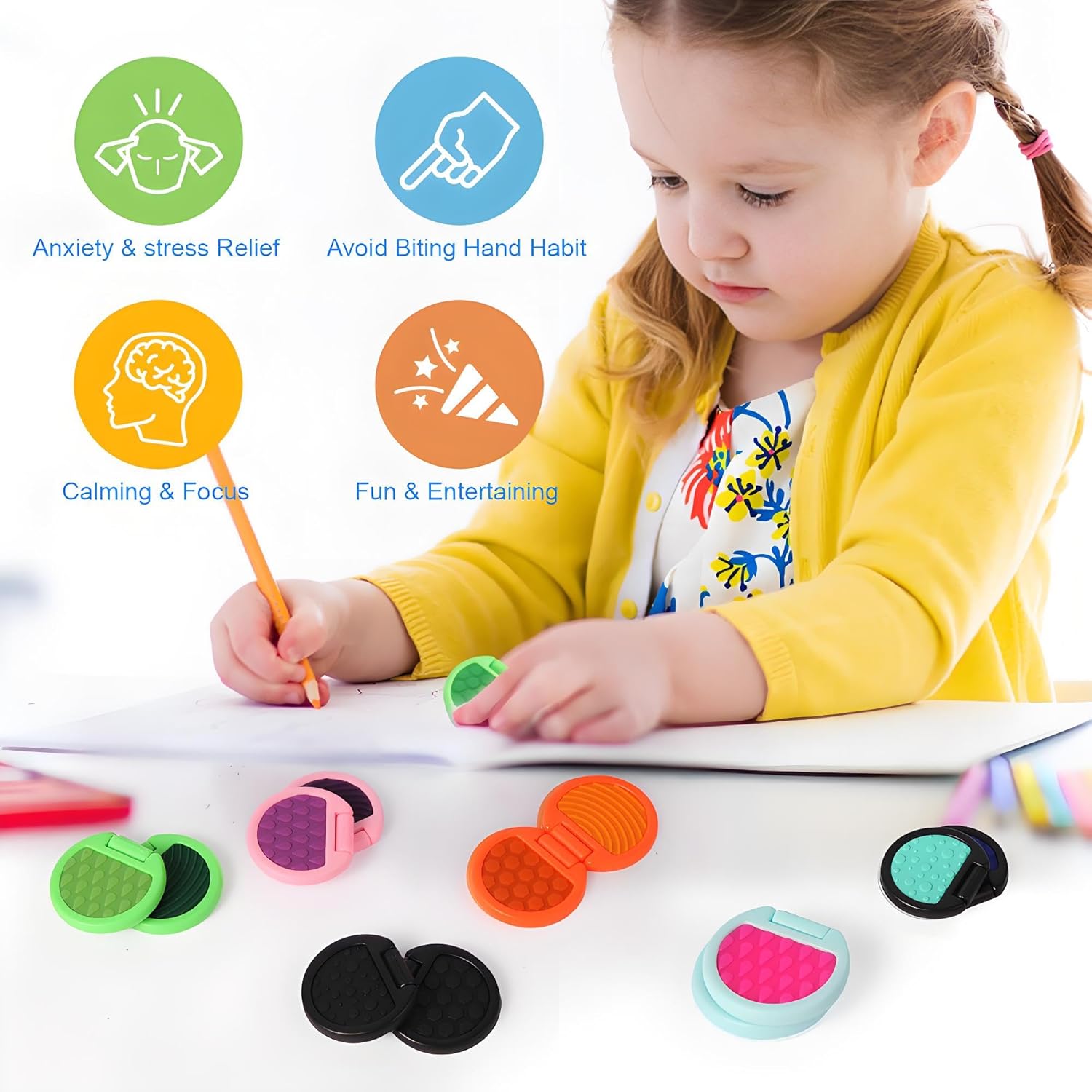 Fidget Toys Adults, Sensory Toys for Kids with Autism, Anxiety Relief Items for ADHD Stress Relief, Fun Fidgets for Teens Textured & Flip Slider - Treasure Box Toys for Classroom (3pcs) - Image 5