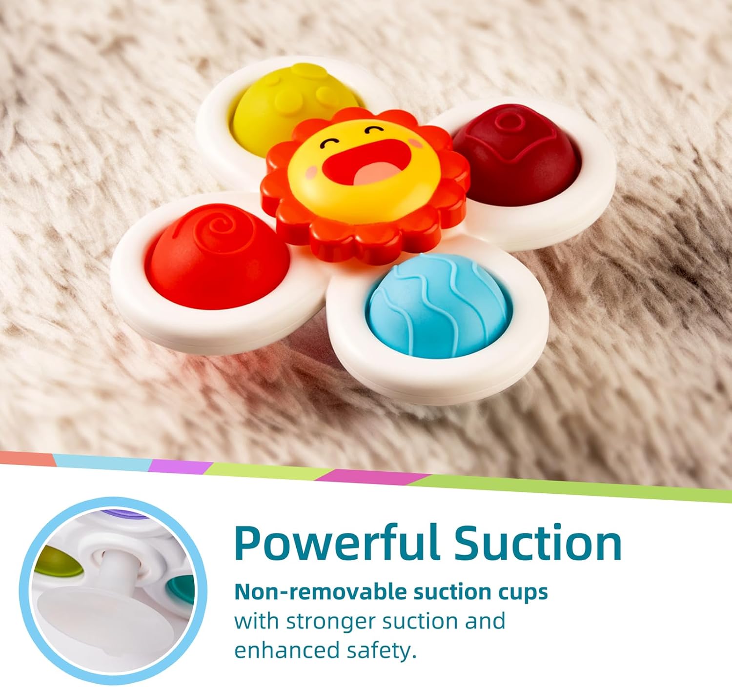 LiKee Strong Suction Cup Fidget Rotating Sensory Bath Toys for Baby, Airplane Car Travel Table & Window Toys for Toddler Boys and Girls, 6+ Months - Image 5