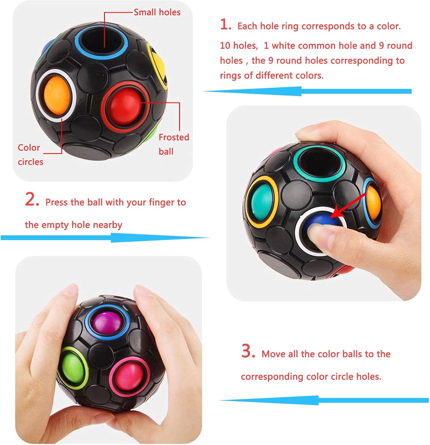 4Pack Fidget Spinners Rotate Cube Puzzles-Pop Sensory Toys for Autistic Children, Brain Teaser Sudoku Puzzles for Unisex-Children, Adults, Stress Relief Gifts, Learning & Education Toys (Red White) - Image 6