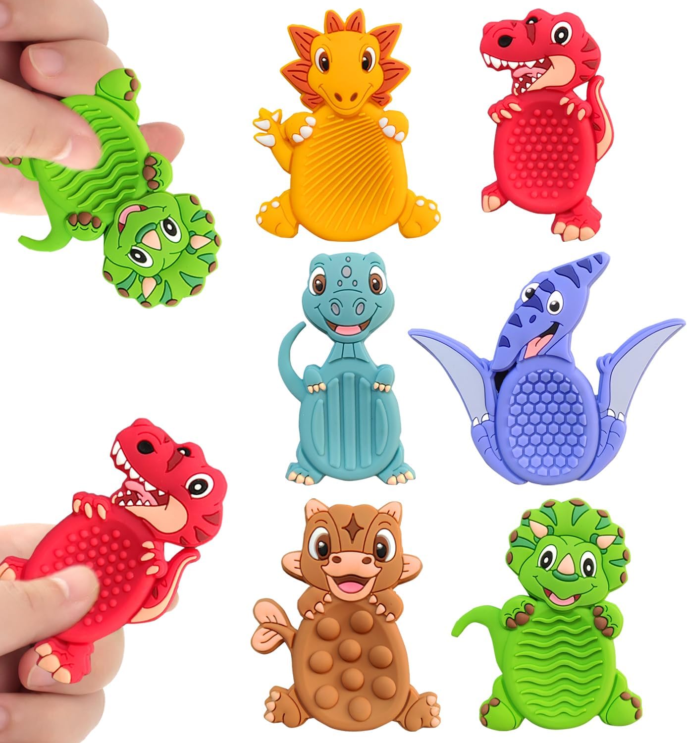 6Pack Dinosaur Sensory Fidget Toys Gifts for Kids, Soft Dino Textured for Autism Kids Calming, Stress Toys Gift for Students Classroom Special Education Must Haves Anxiety Relief Travel Essentials - Image 2
