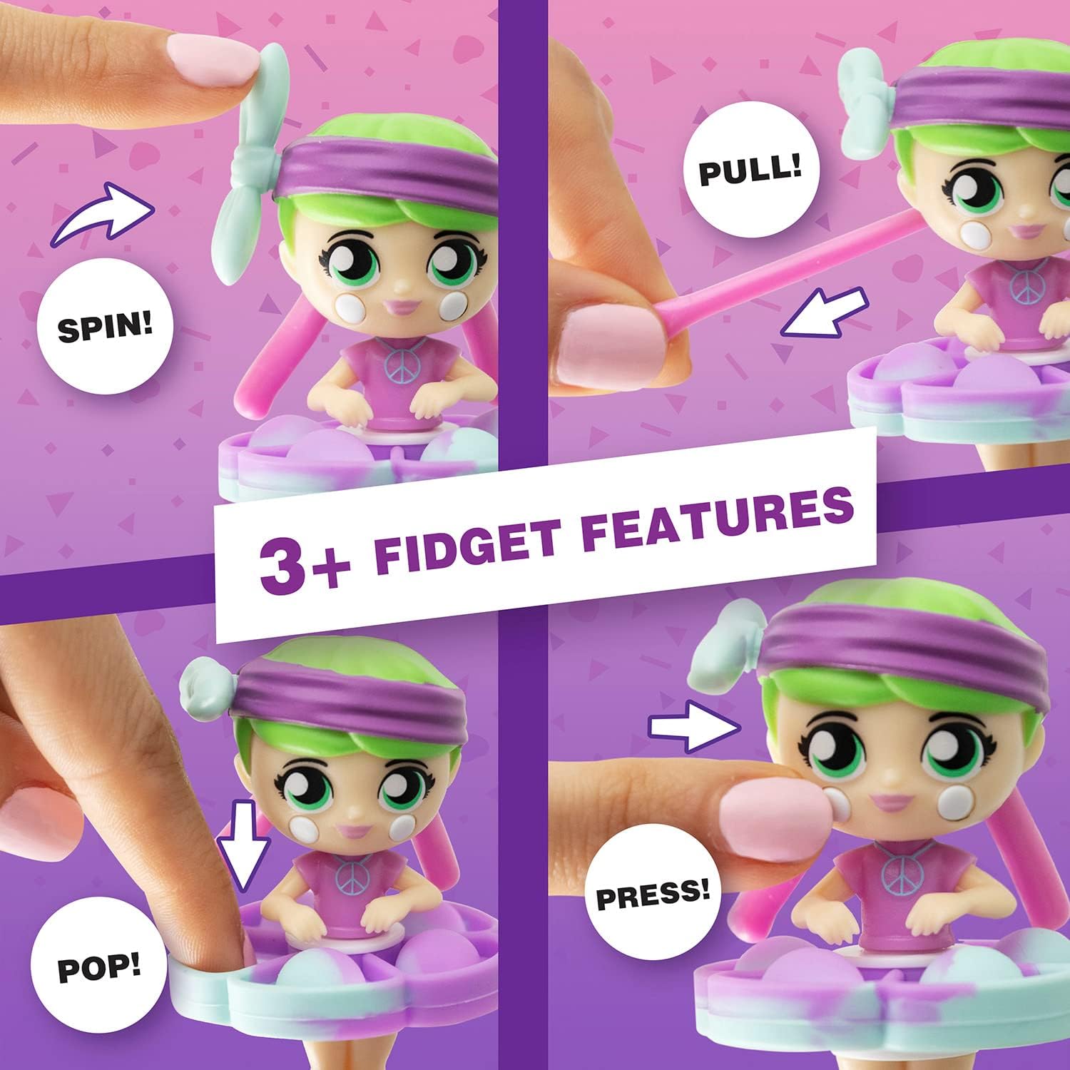 Fashion Fidgets Sensory Toy Dolls – Push Pop Fidget Toy Pack of 2 – Anxiety and Stress Relief for Kids - Image 3