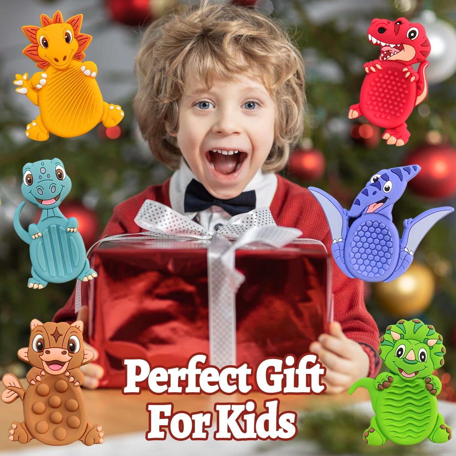 6Pack Dinosaur Sensory Fidget Toys Gifts for Kids, Soft Dino Textured for Autism Kids Calming, Stress Toys Gift for Students Classroom Special Education Must Haves Anxiety Relief Travel Essentials - Image 8