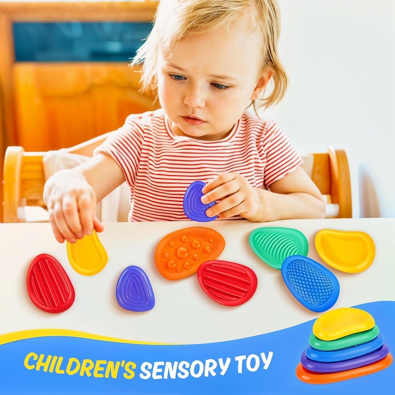 6-Pack Sensory Fidget Stones for Kids – Textured Soft Worry Toys for Autism, Calming Stress Relief for Students & Anxiety, Small Classroom Prizes & Party Favors - Image 4