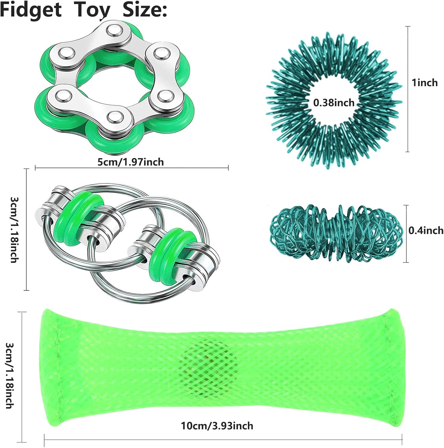 8 Pcs Hand Fidget Toys for Adults Roller Bike Chain Figette Spinners Flippy Chain Mesh Marble and Spiky Sensory Rings Desk Silent Figits Toys for Teens Anxiety and Stress Relief Easter Toys - Image 3