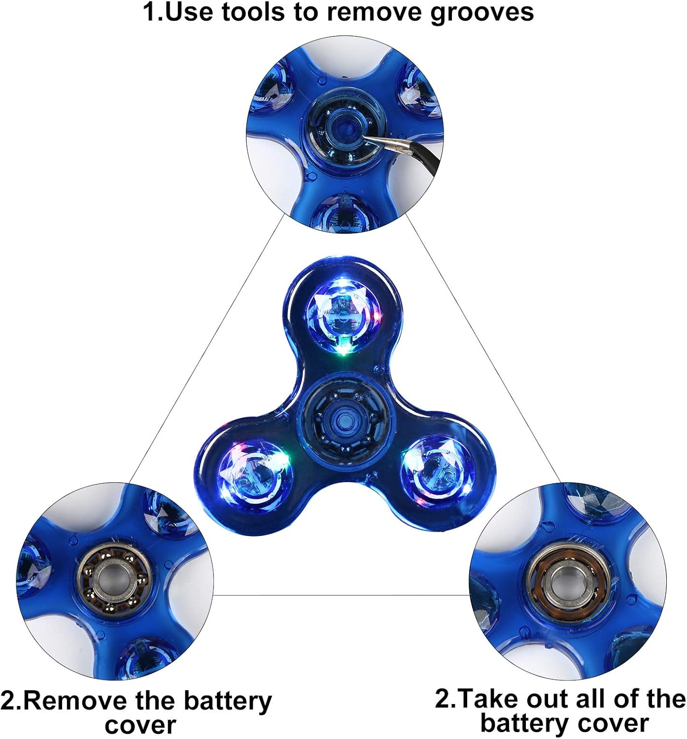 SCIONE LED Fidget Spinners, Light Up Sensory Fidgets Toys for Kids, Glow in The Dark Toy for Kid 4-8-12, ADHD Anxiety Stress Relief Toys for Adults, School Classroom Exchange Gifts for Kids - Image 6