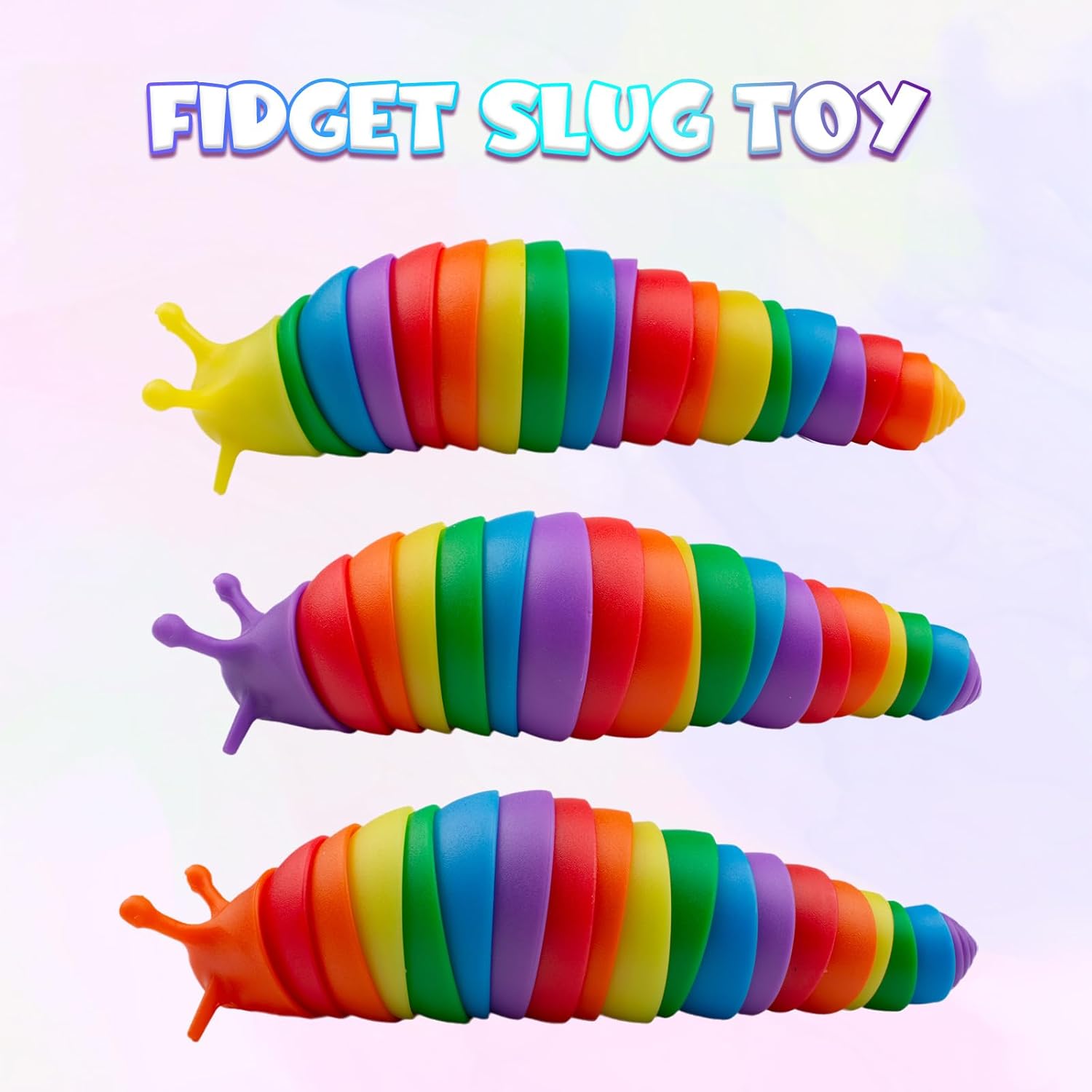 Cevioce 3PCS Slug Fidget Toys Bulk, Toddler Christmas Stocking Stuffers for Kids 3+ Sensory Figette Worm for Adults Stress Relief for Autism ADHD Autistic Caterpillar Travel Toys Gifts for Boys Girls - Image 7