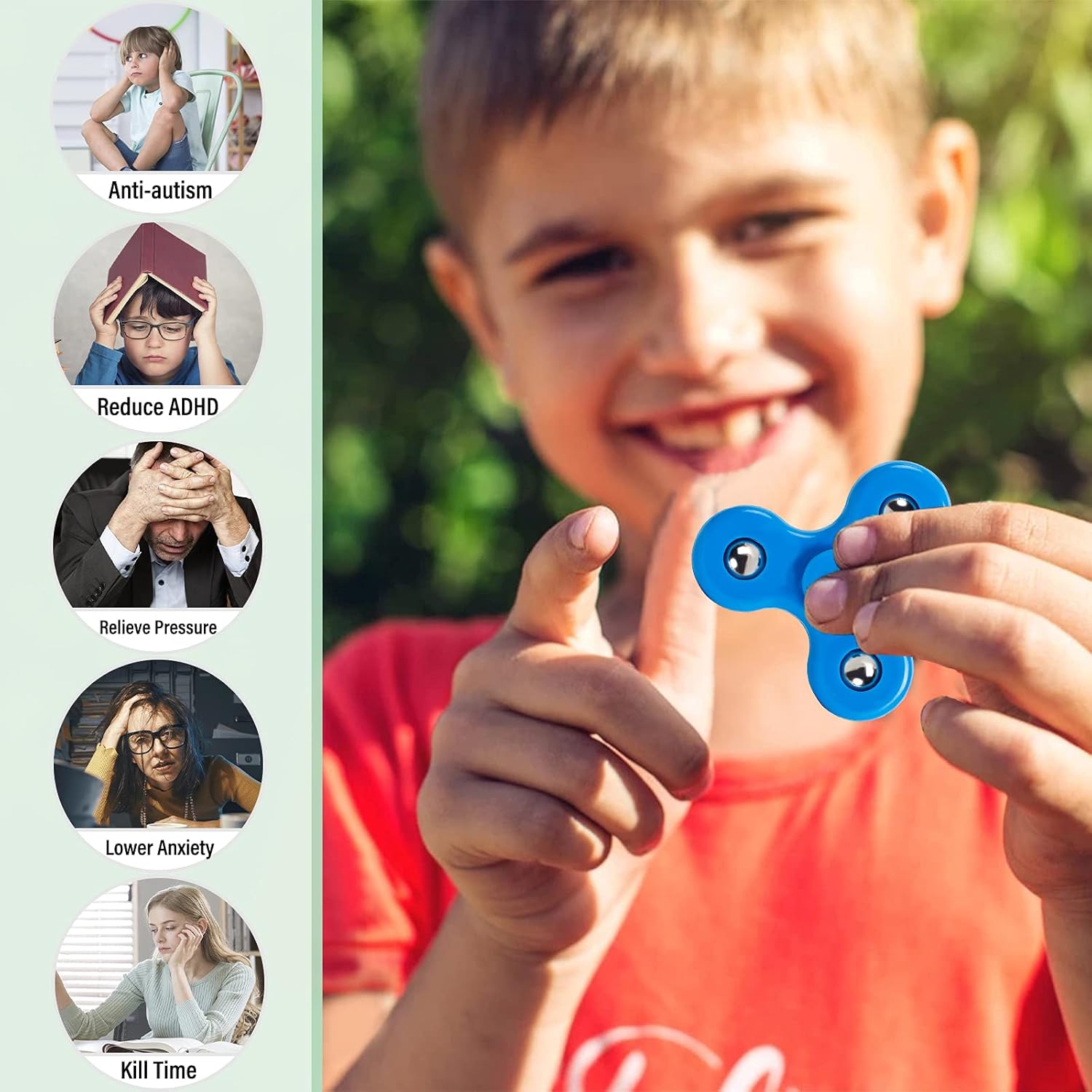 YOLOPLUS+ 5 Pcs Fidget Spinner Toys for Kids,Mini Size Hand Fidget Toys Anxiety Stress Relief Reducer,Birthday Gifts Party Favor Easter Basket Stuffers for Kids Adults (2 Inch) - Image 5