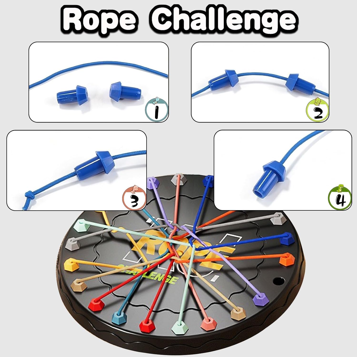 Rope Untangling Puzzle Game, Interactive Family Travel Sensory Toys, Brainy Knots Rope untangling Game for Boys and Girls, Portable Stress Relief for Kids & Adults, Gifts for All Ages - Image 6