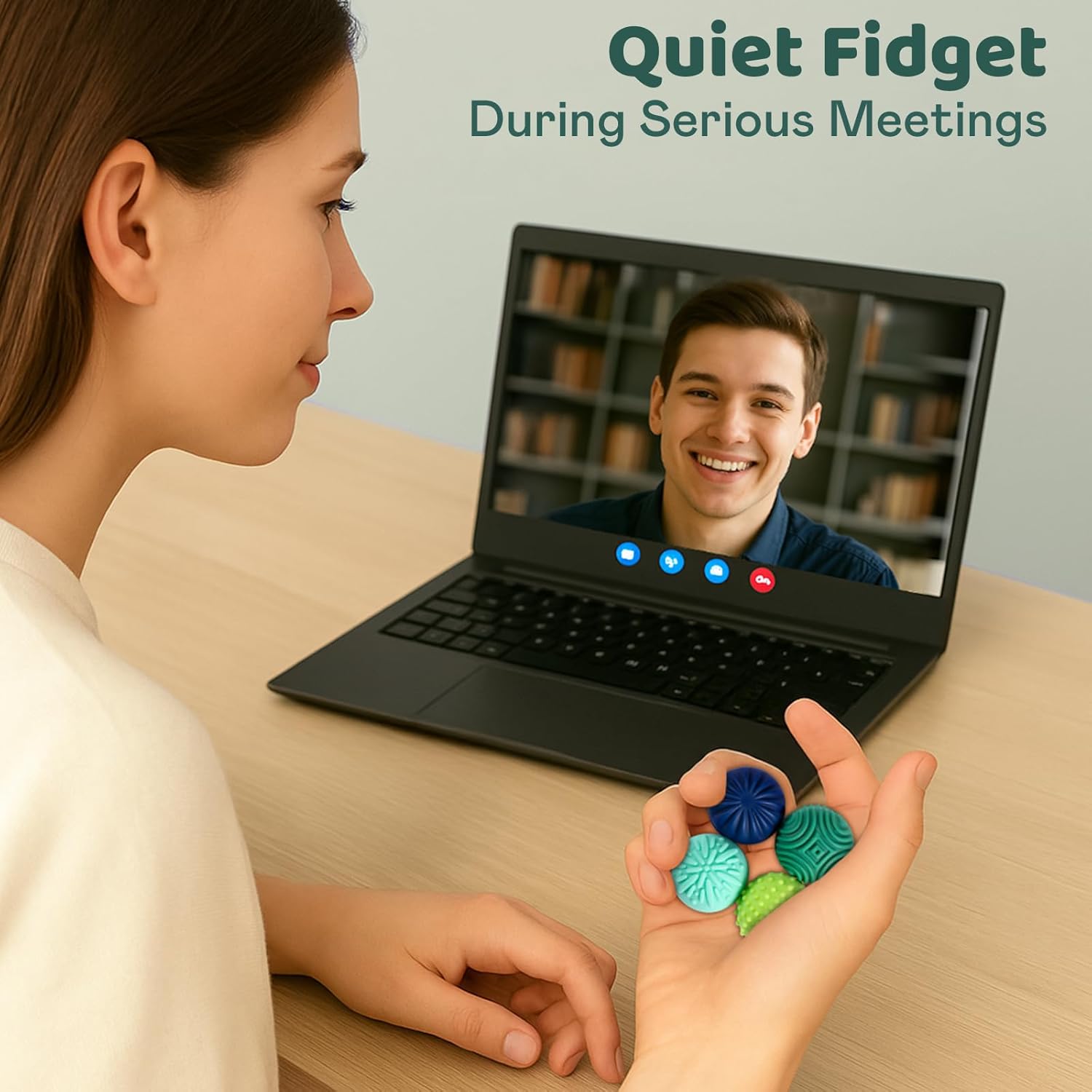 Magnetic Sensory Fidget Balls – 4PC Medium Weighted Textured Silicone Stress Relief Toys for Adults & Teens with ADHD, Autism, Anxiety – Quiet Magnet Fidgets for Desk, Travel, Office & Gifts - Image 6
