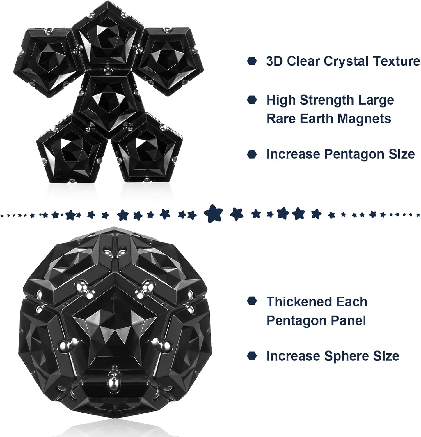 Magnetic Fidget Sphere Stress Relief Toys for Adults Kids, Anxiety Sensory Fidget Toys with Strong Neodymium Magnets, Desk ADHD Focus Tool Gift for Men Women (2.67'' Travel-Safe Toy Ball) - Image 3